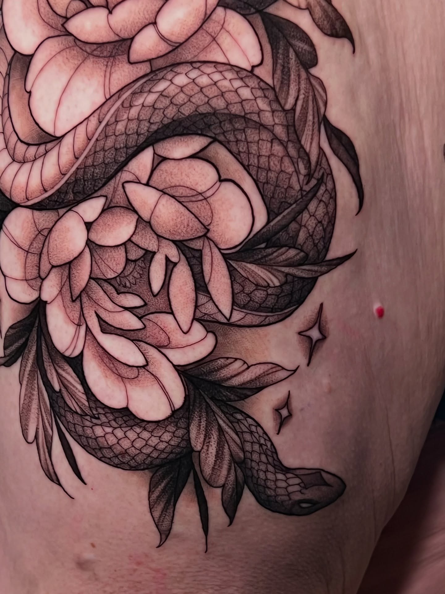 Tattoo by @girlwiththefoxtattoo — black_and_grey, realism