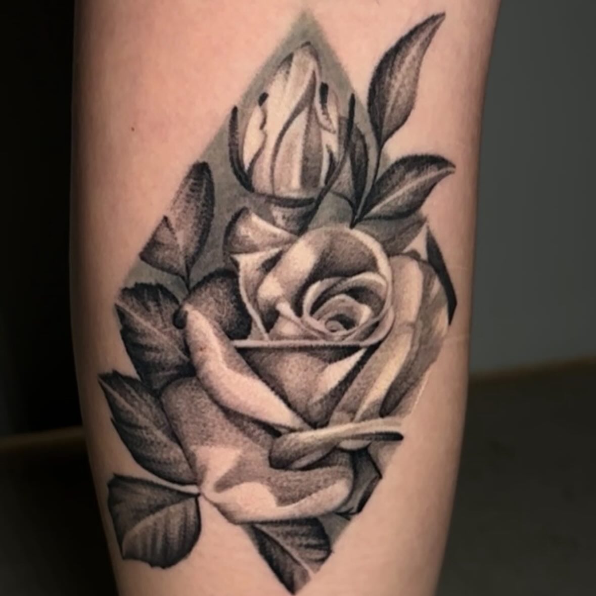 Rose realism tattoo on the forearm by Josh Williams, Chattanooga, Tennessee