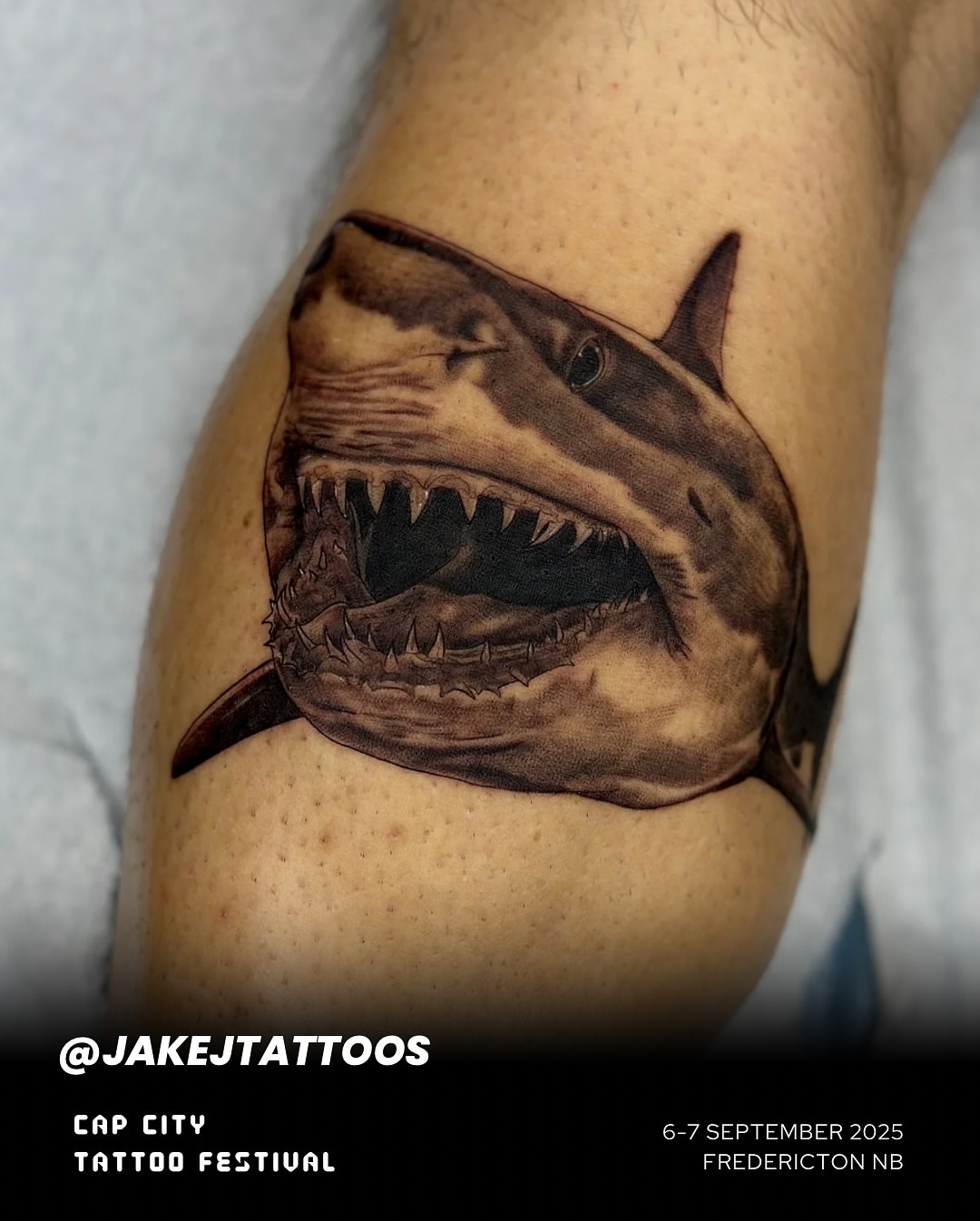 Shark realism tattoo on the forearm by Son Salem