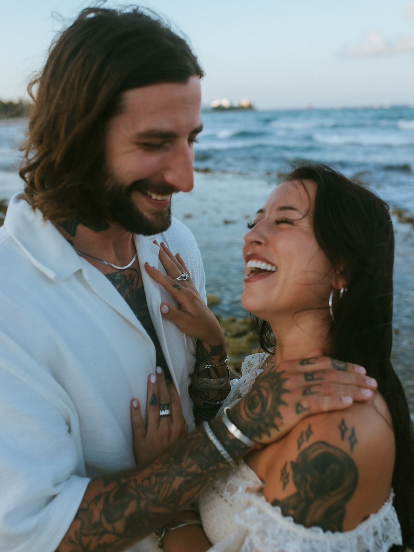Tattooed couple American traditional tattoo on the torso by Henry Gaßner