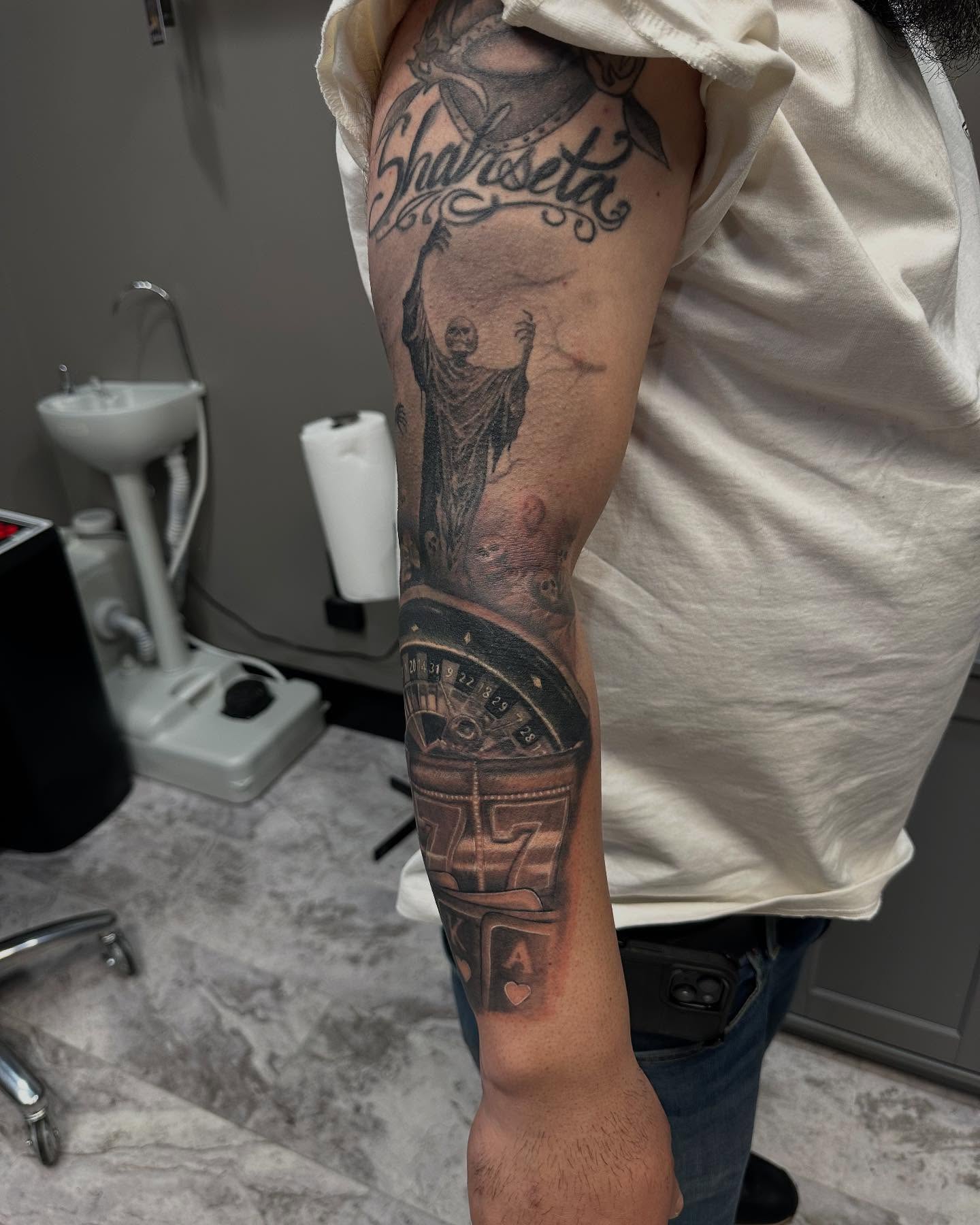 Tattoo by @inked_alex — black_and_grey