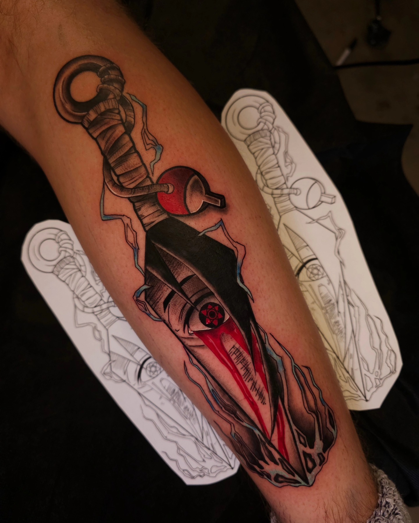 Katana japanese irezumi tattoo on the forearm by Devan Vankirk