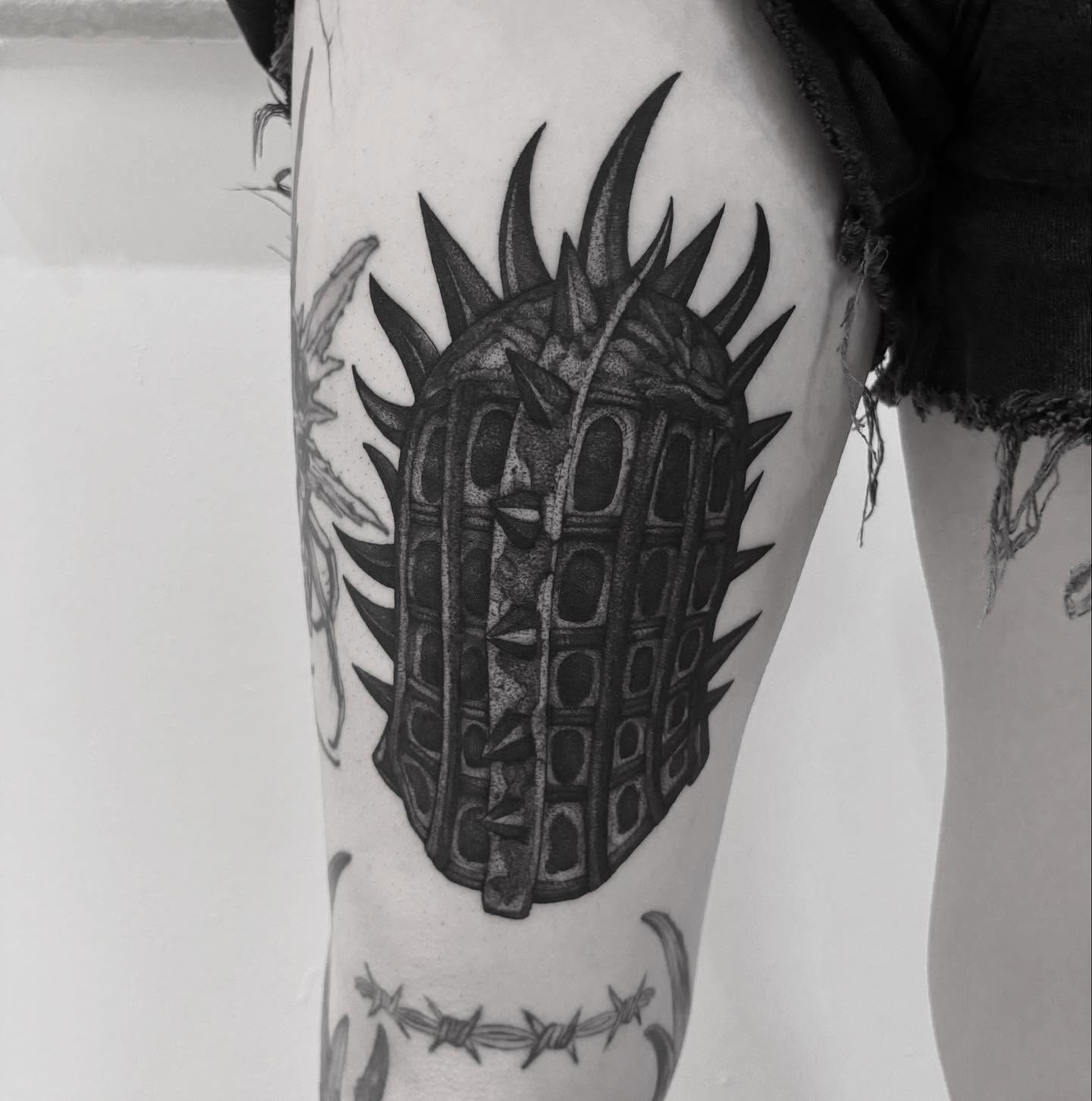 Tattoo by @blightttattoo — black_and_grey