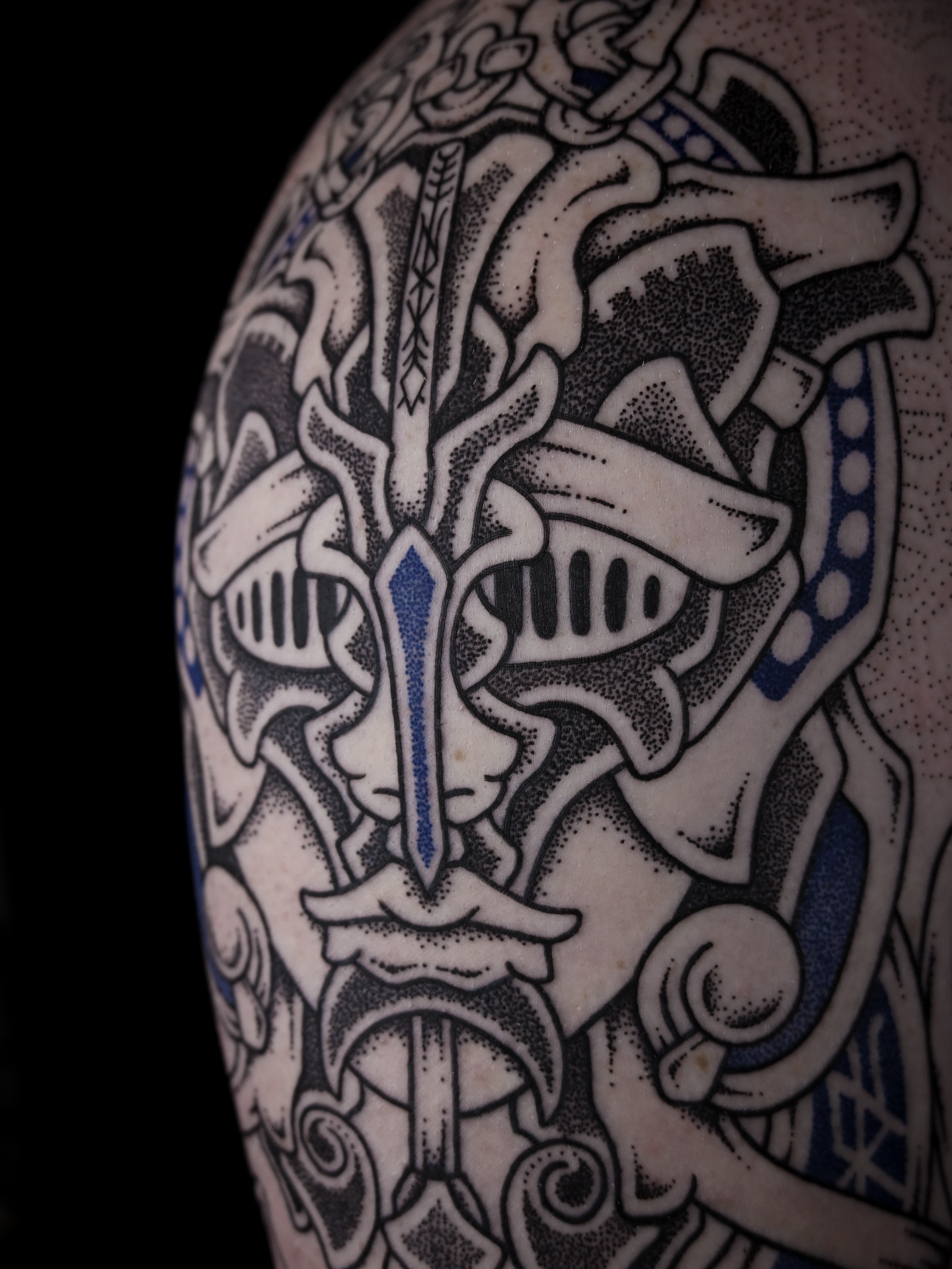 Tattoo by @kintyreink — dotwork, geometric