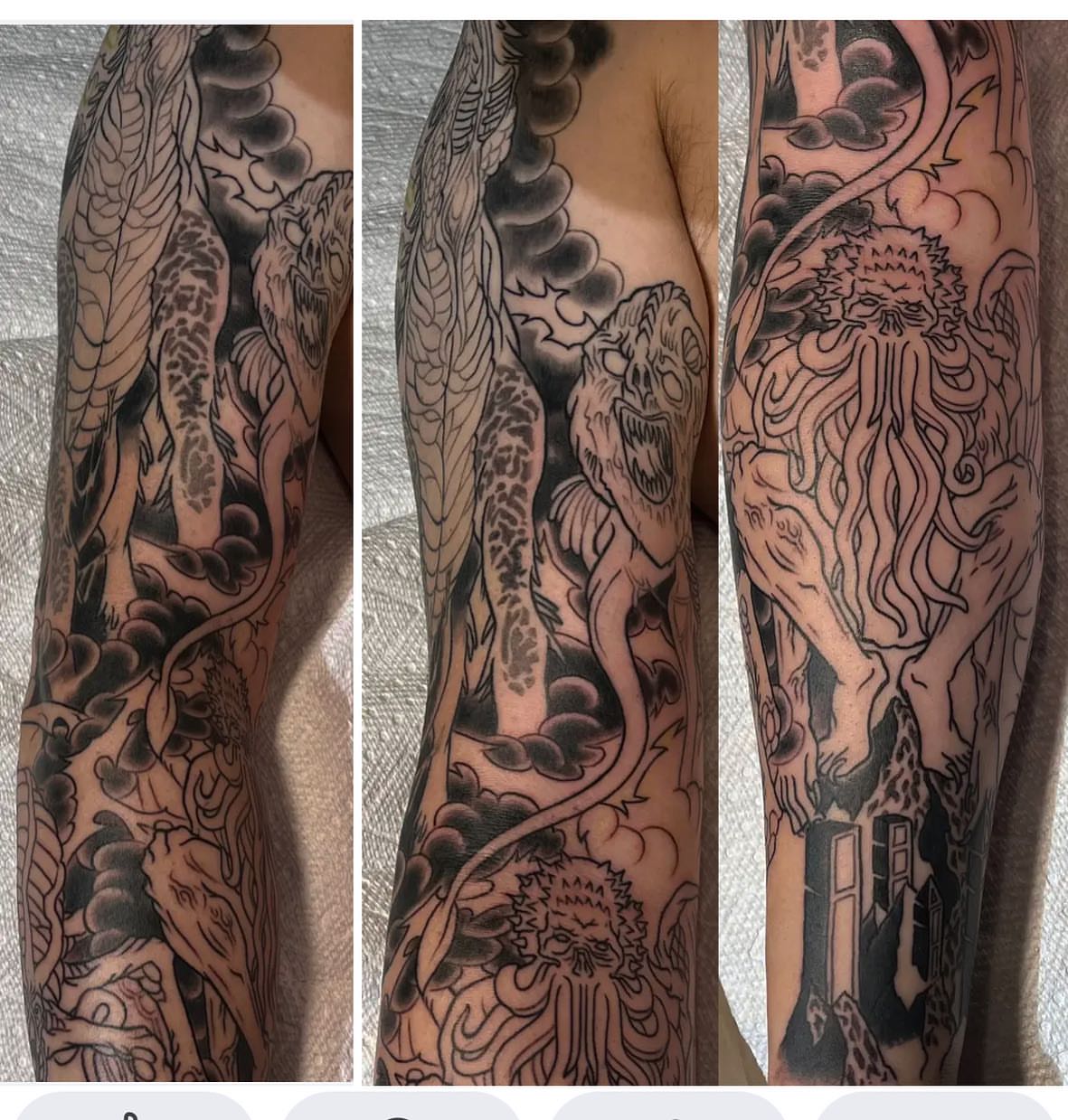 Mythical creatures japanese irezumi tattoo on the forearm by TYP 419, Toledo, Ohio