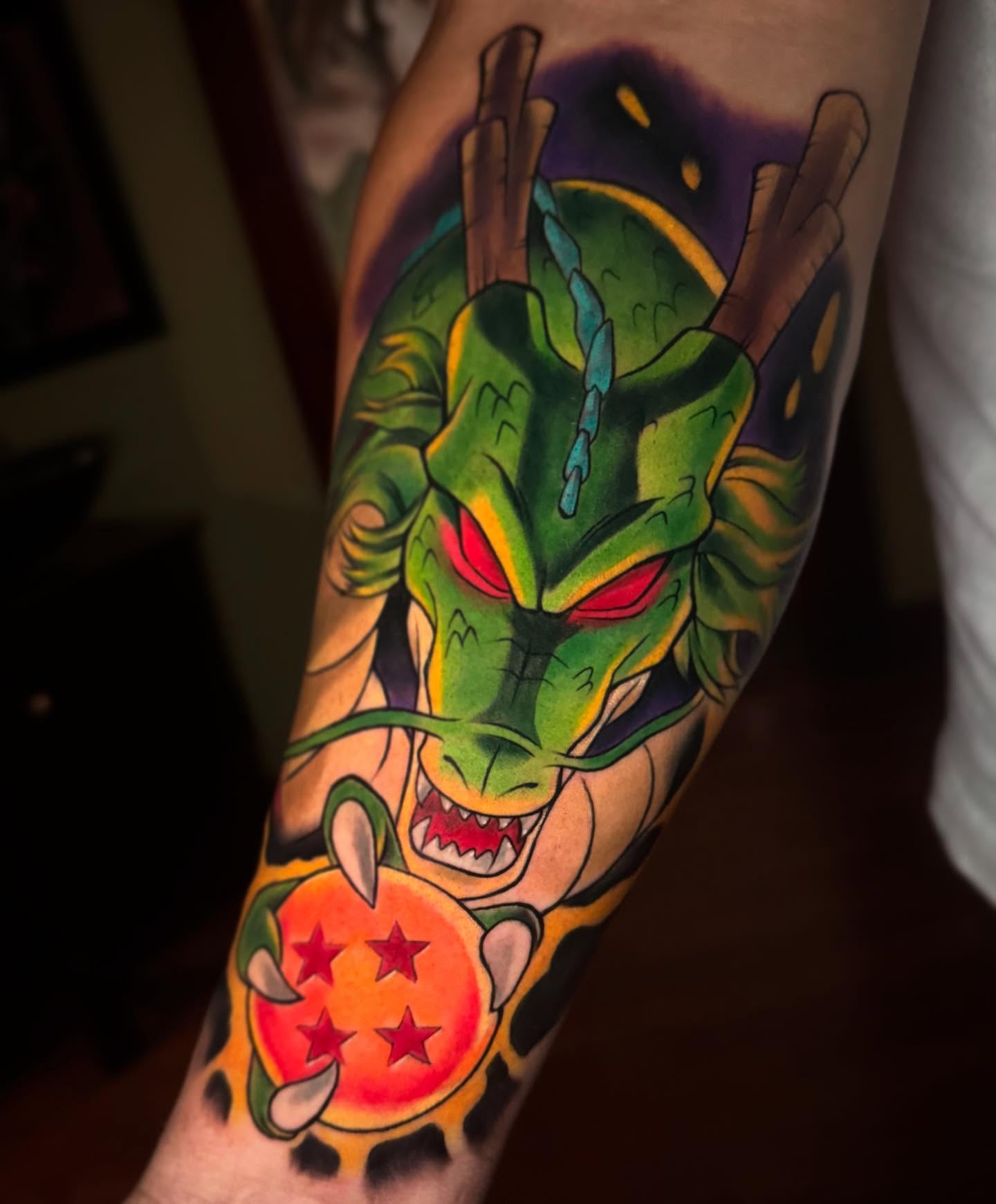 Dragon ball z character American traditional tattoo on the forearm by Bruce becerra tattoos
