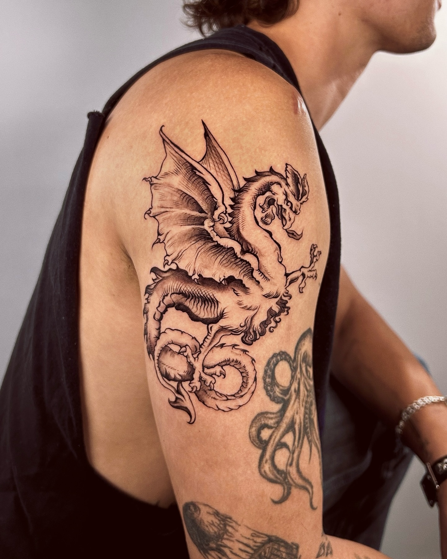 Tattoo by @ibuylemurs — black_and_grey