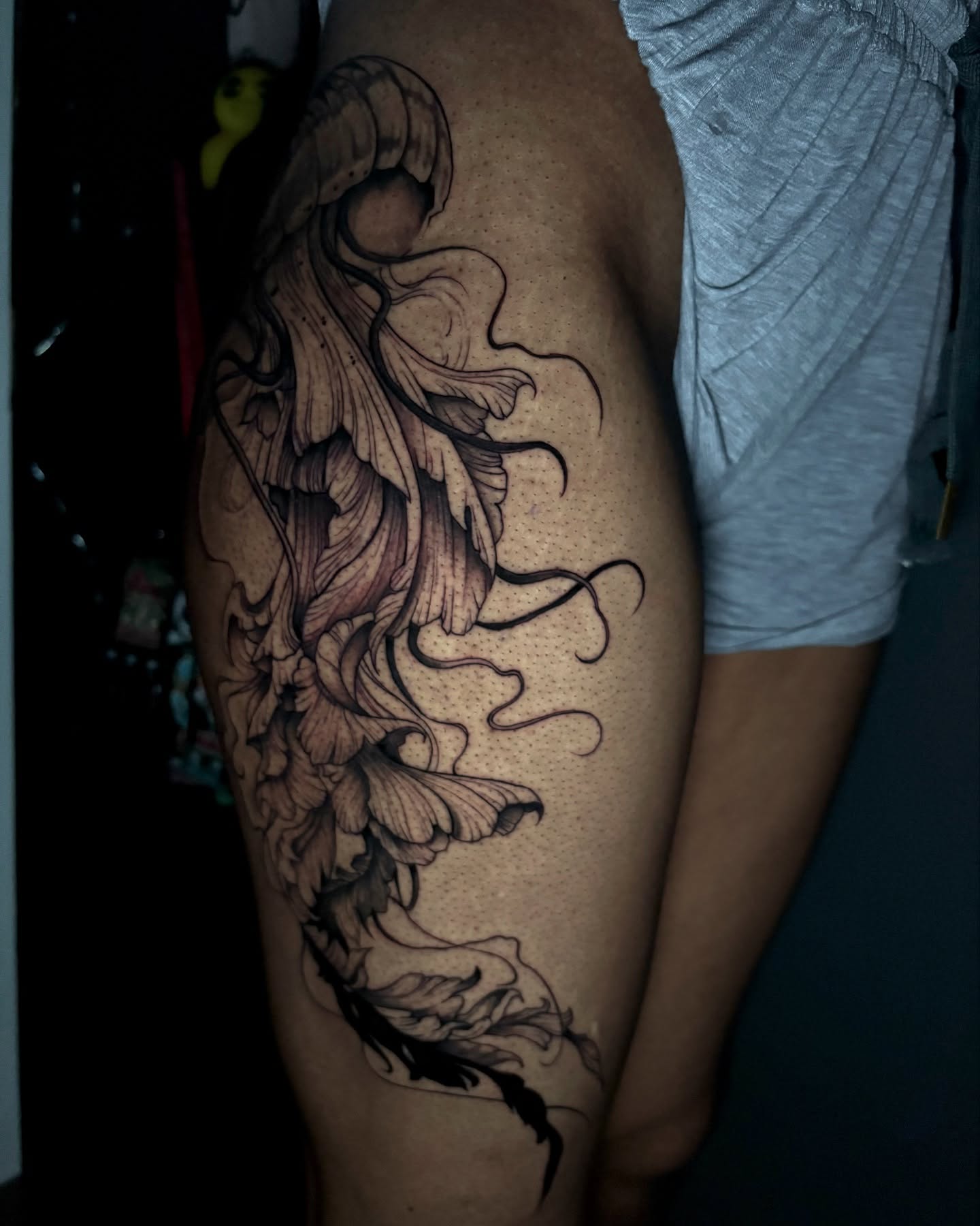 Tattoo by @trendellatattoos — dotwork, black_and_grey