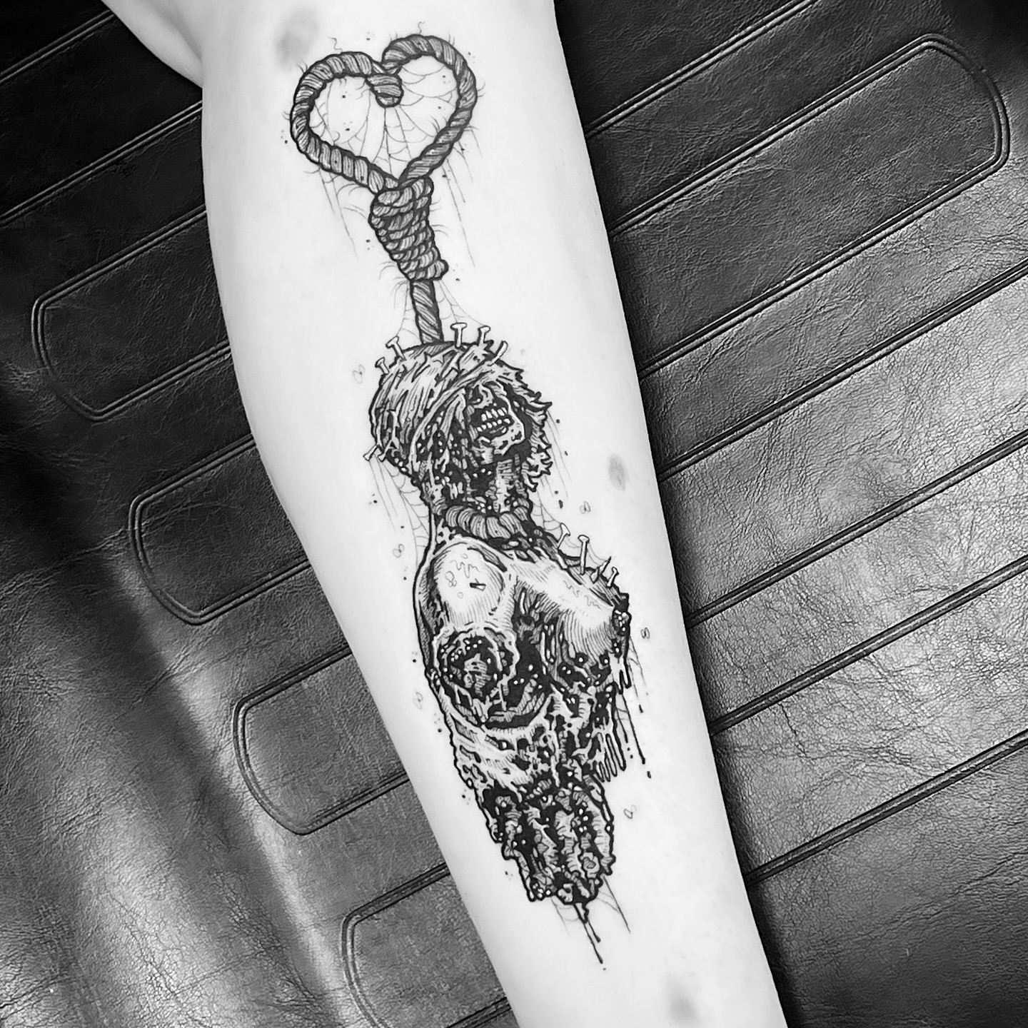 Tattoo by @jonvonschlong — black_and_grey, dark_realism
