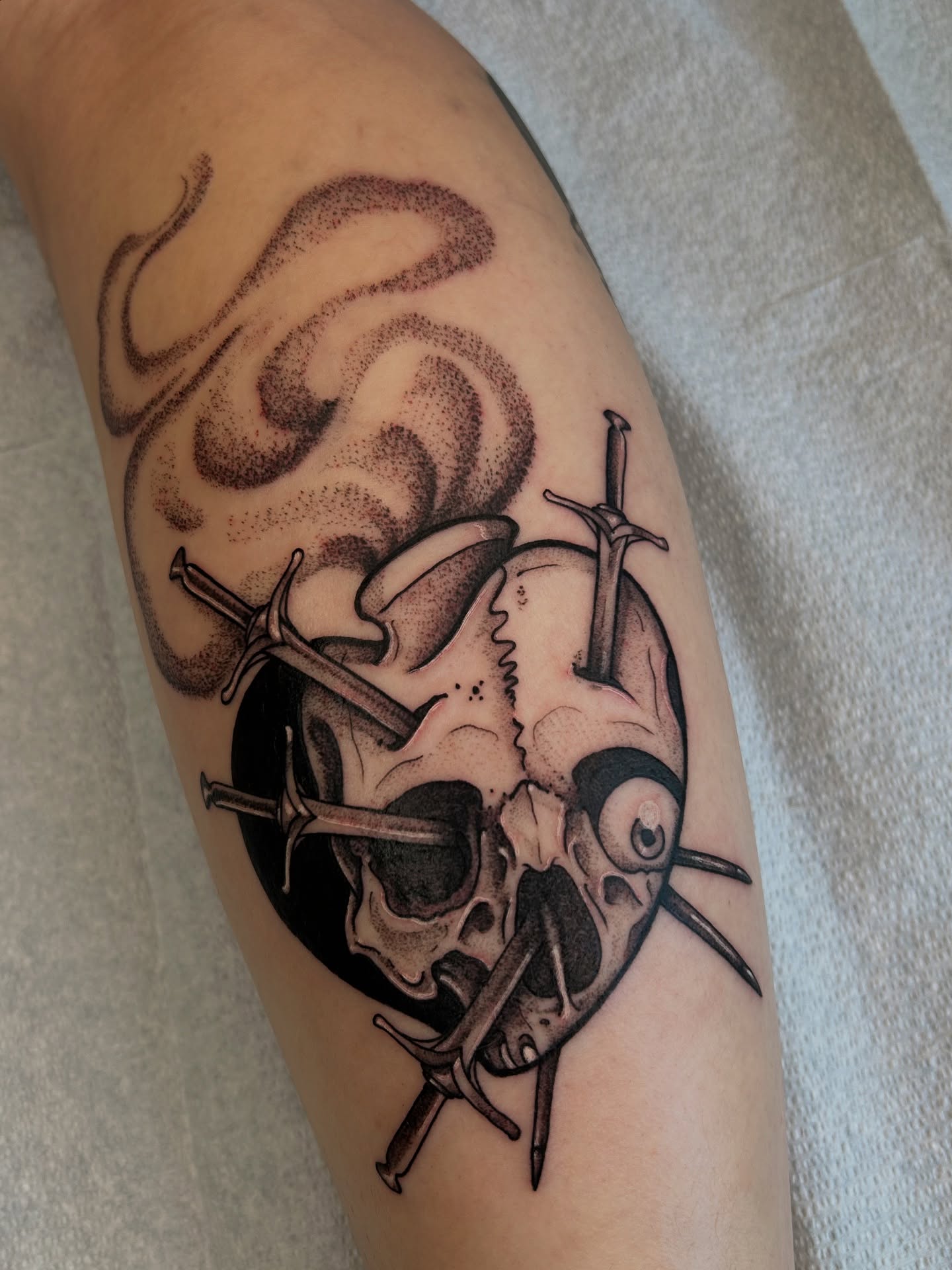 Tattoo by @karlb_tattoo — dotwork, black_and_grey
