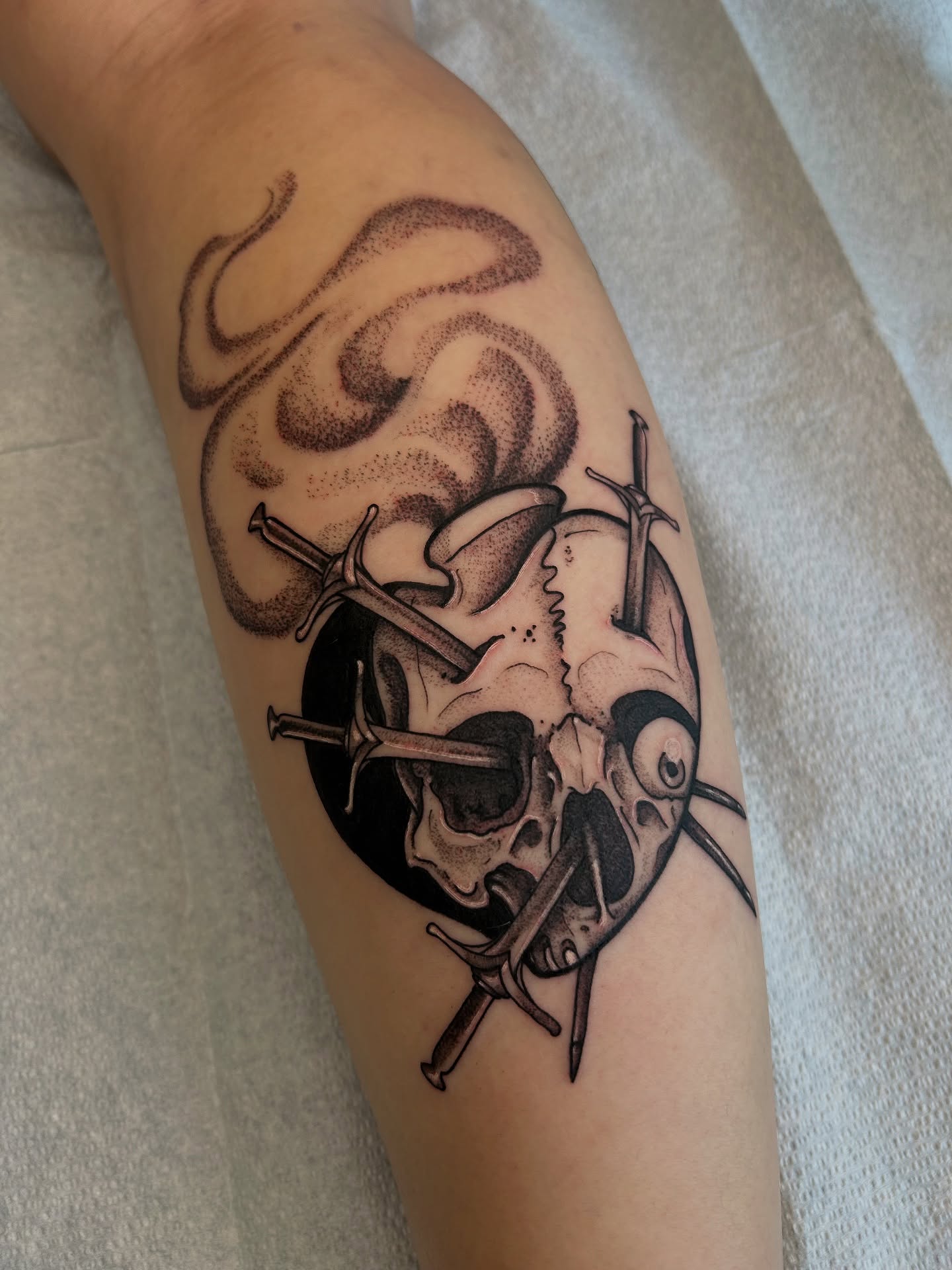 Tattoo by @karlb_tattoo — dotwork, black_and_grey
