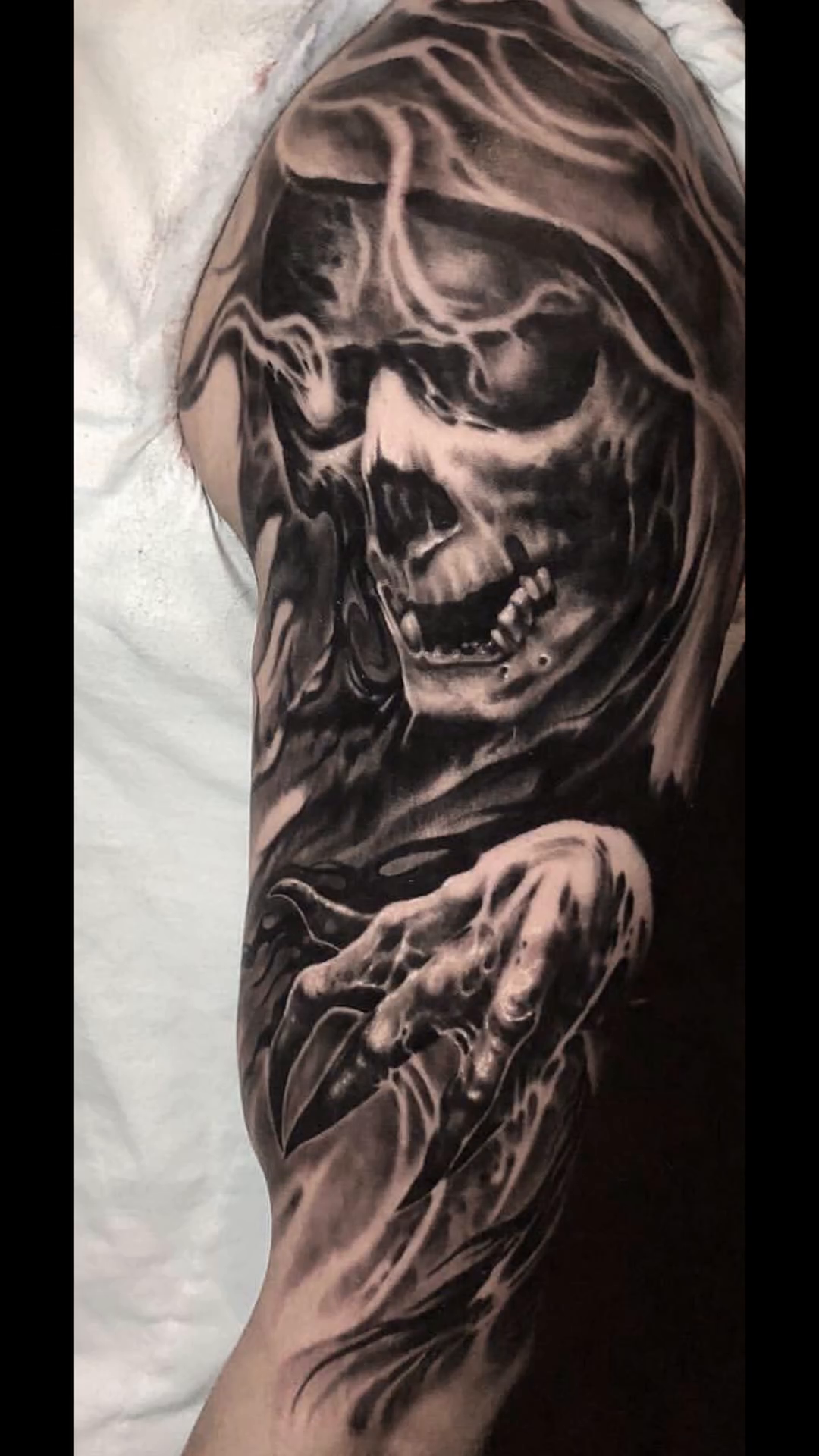 Grim Reaper with snake dark realism tattoo by Jason Oz, Denver, Colorado