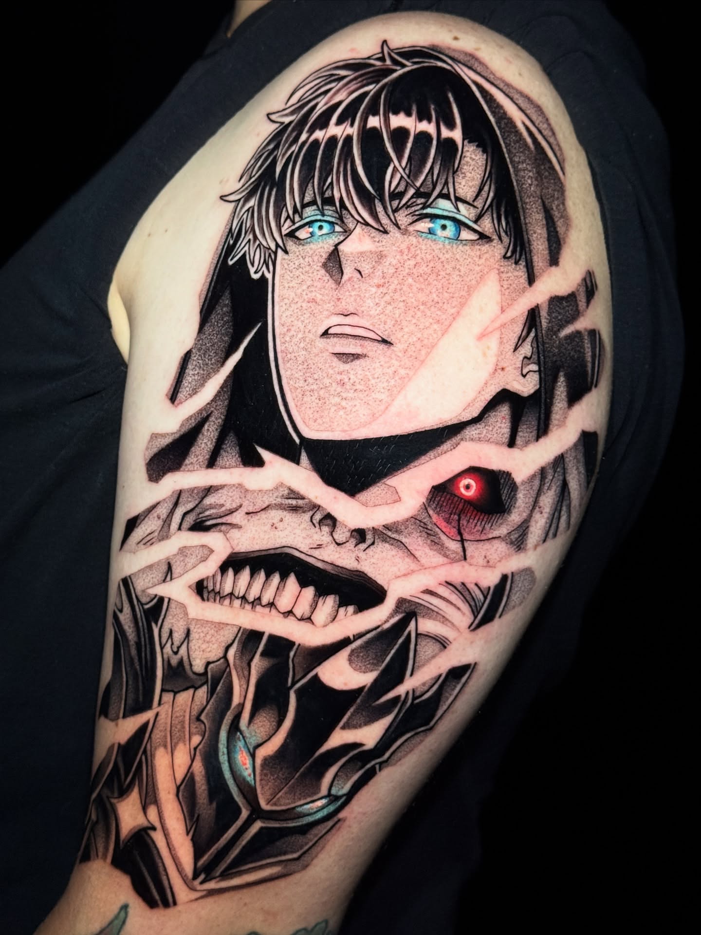 Anime character anime tattoo on the shoulder by ɢᴀʙʀɪᴇʟ ᴍᴇɴᴅᴇꜱ ᴏʟɪᴠᴇɪʀᴀ