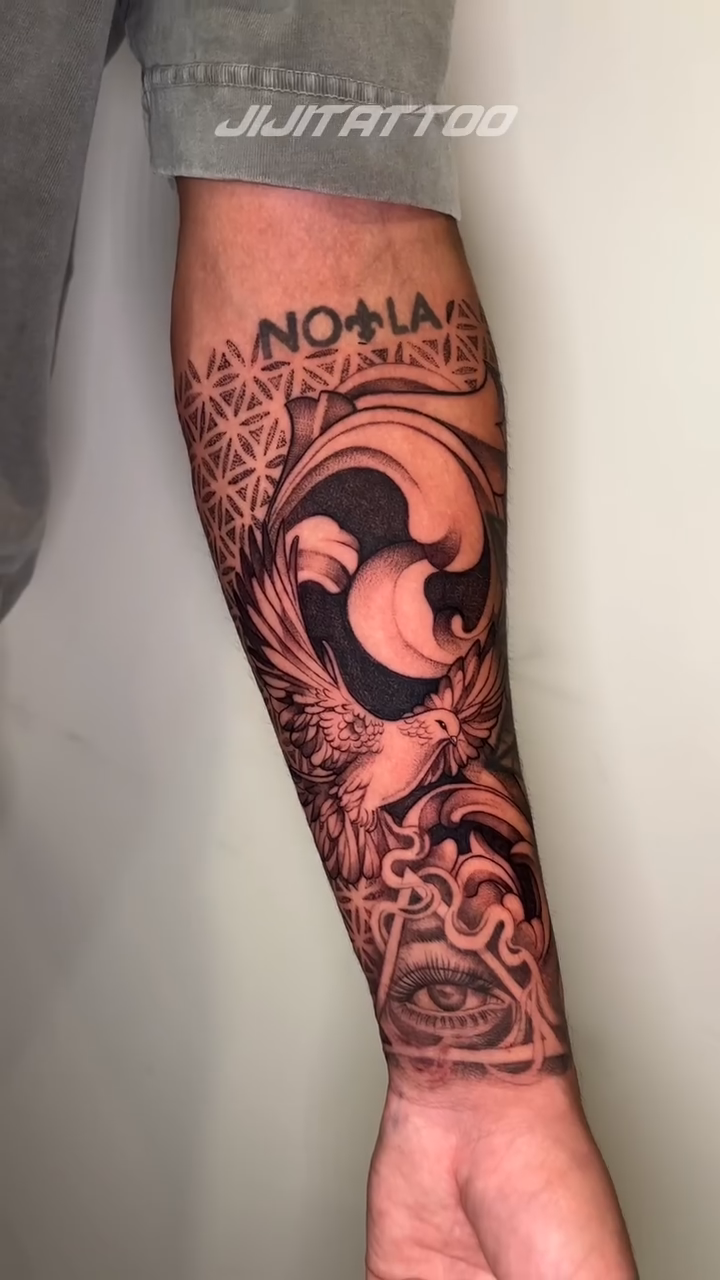 Ornamental scrollwork and bird ornamental tattoo by 🇰🇷jijitattoo 🇺🇸