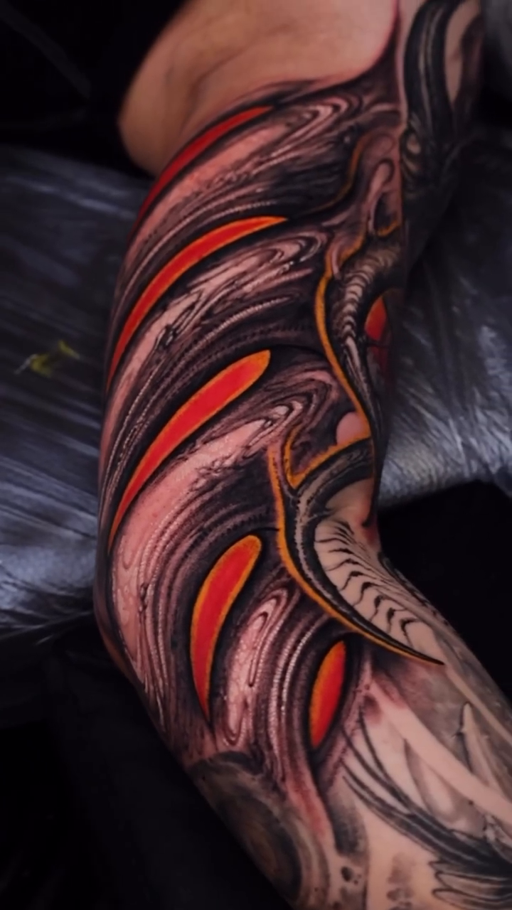 Biomechanical anatomy dark realism tattoo by Dark tattoo