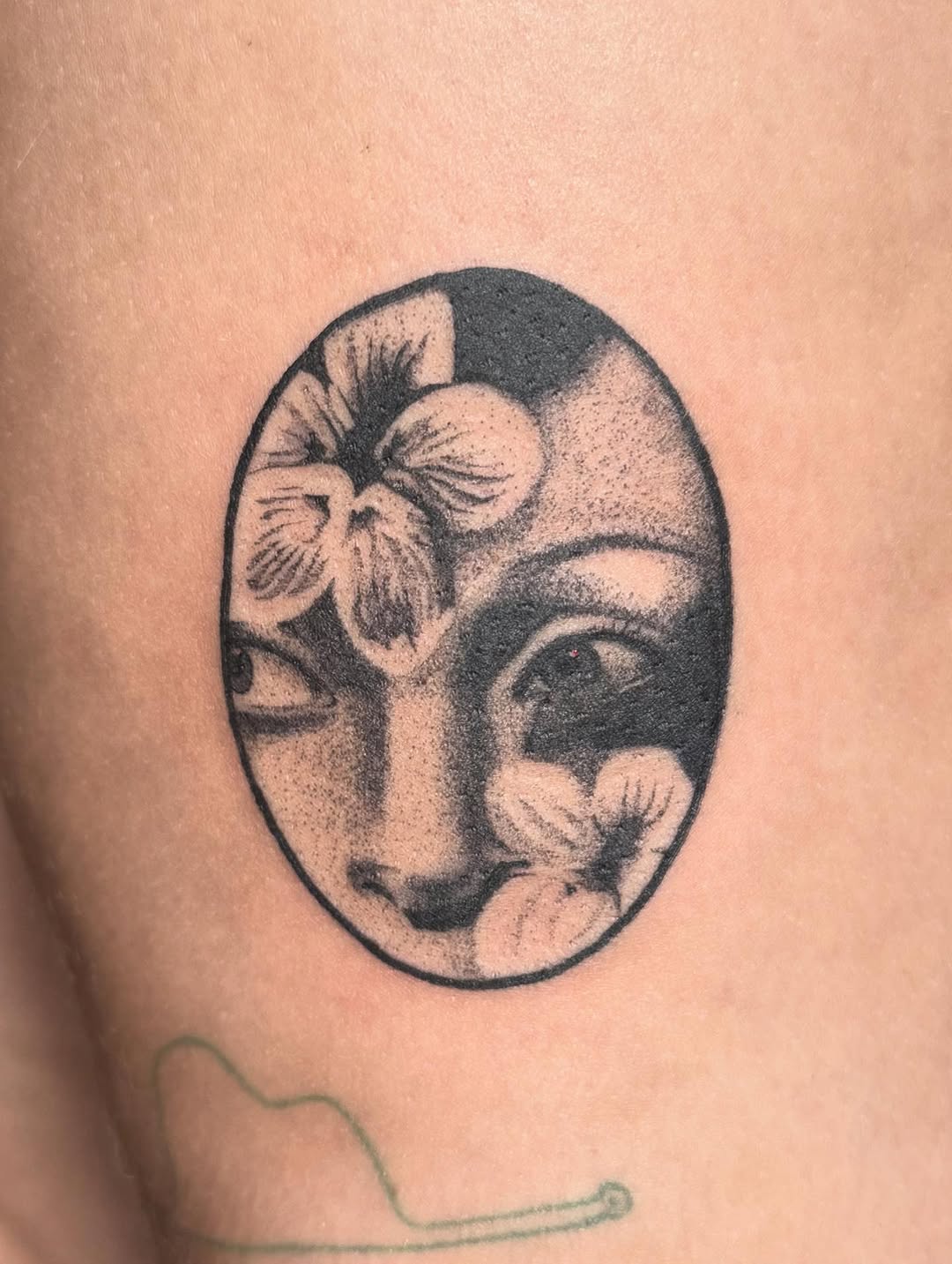 Tattoo by @bluebyrdtattoos — black_and_grey, dotwork