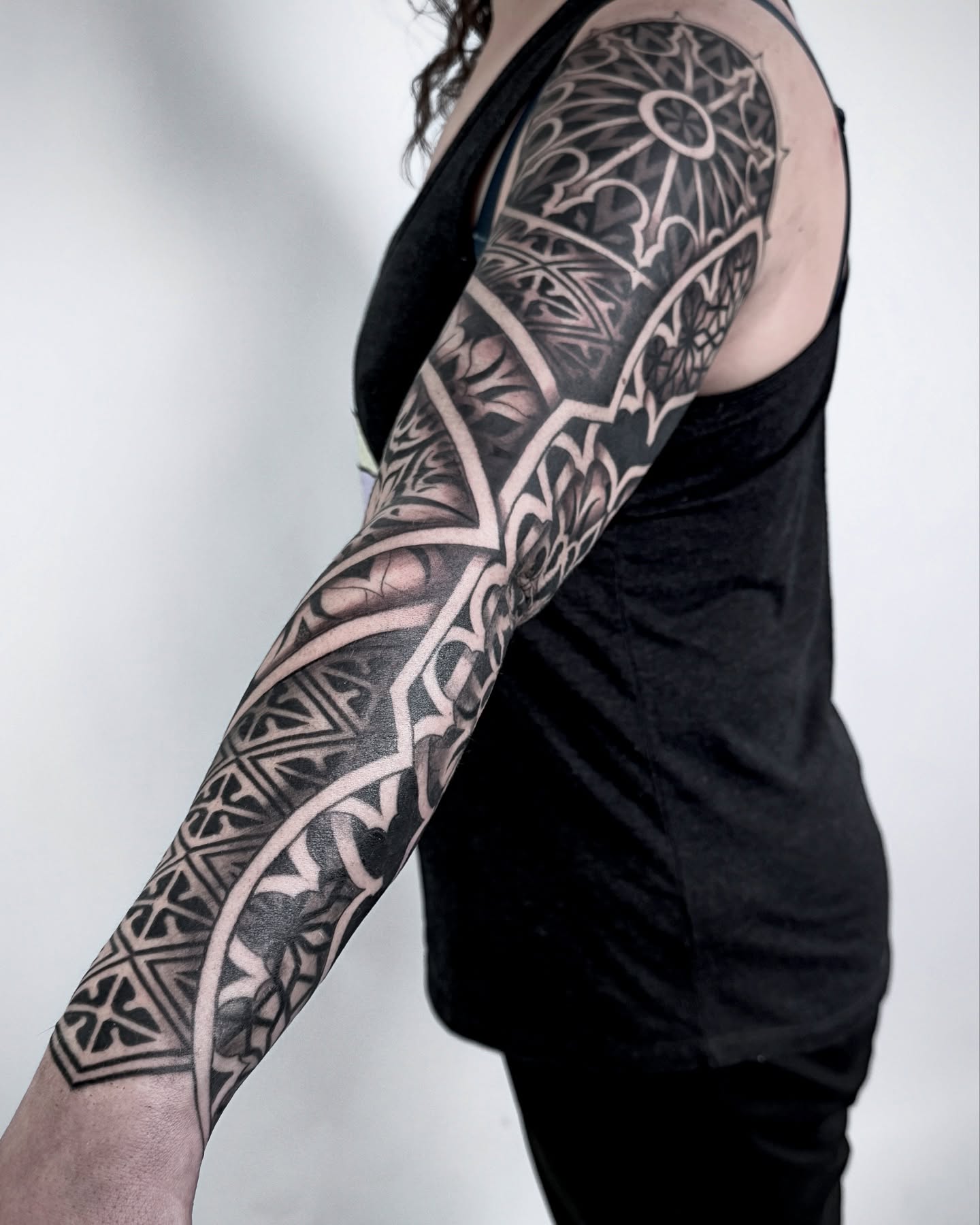 Tattoo by @ghostriverart — black_and_grey, geometric