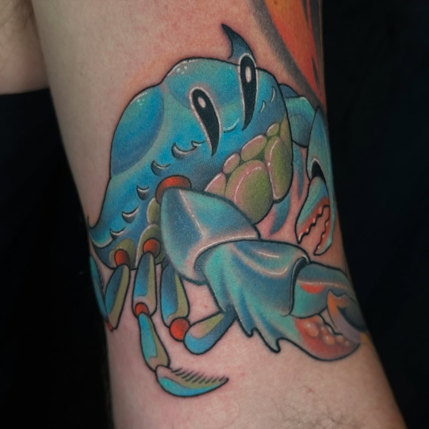 Crab American traditional tattoo on the forearm by B.G. Germershausen