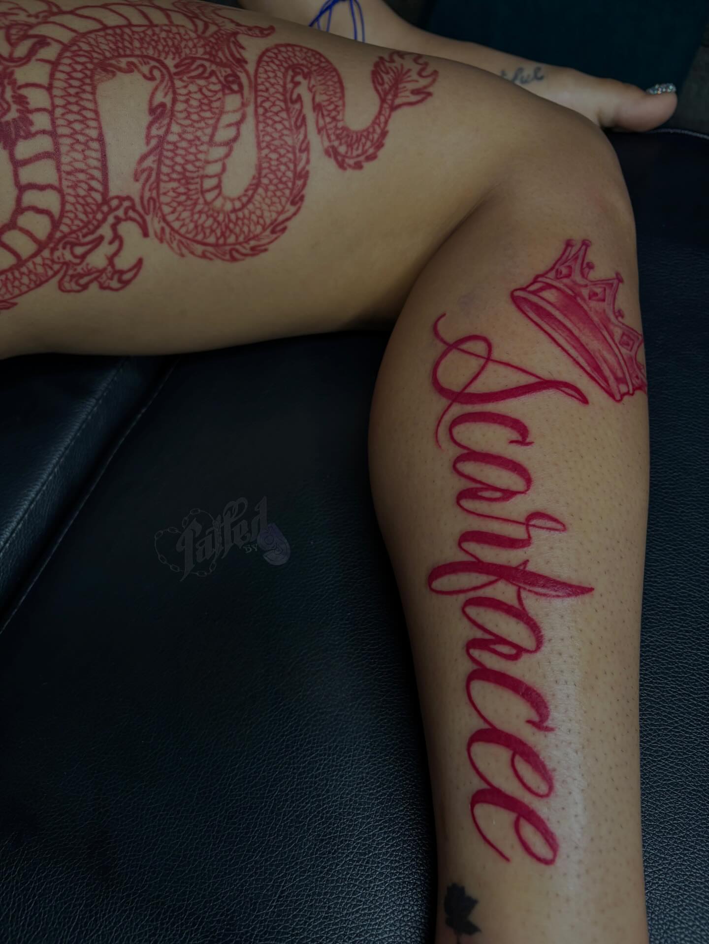 Dragon and crown American traditional tattoo on the forearm by ✧ Dallas Tattoo Artist  ✧