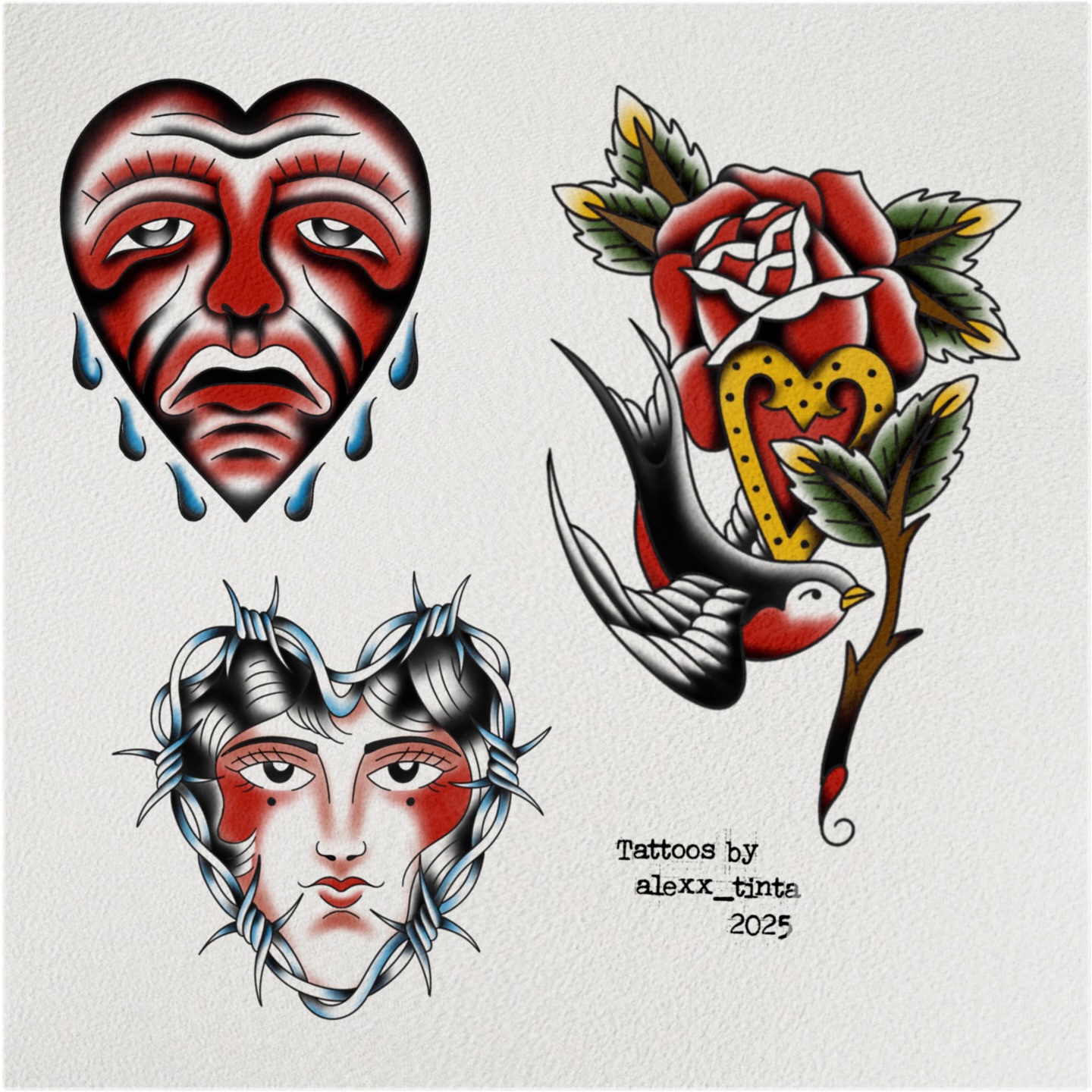 Heart with face American traditional tattoo by ๐๐๐๐พ๐ - (่พ็ๅ
)