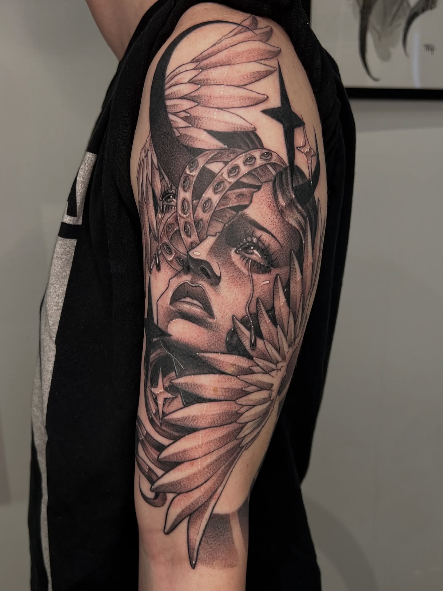 Woman's face realism tattoo on the forearm by ✮shayla ganong✮