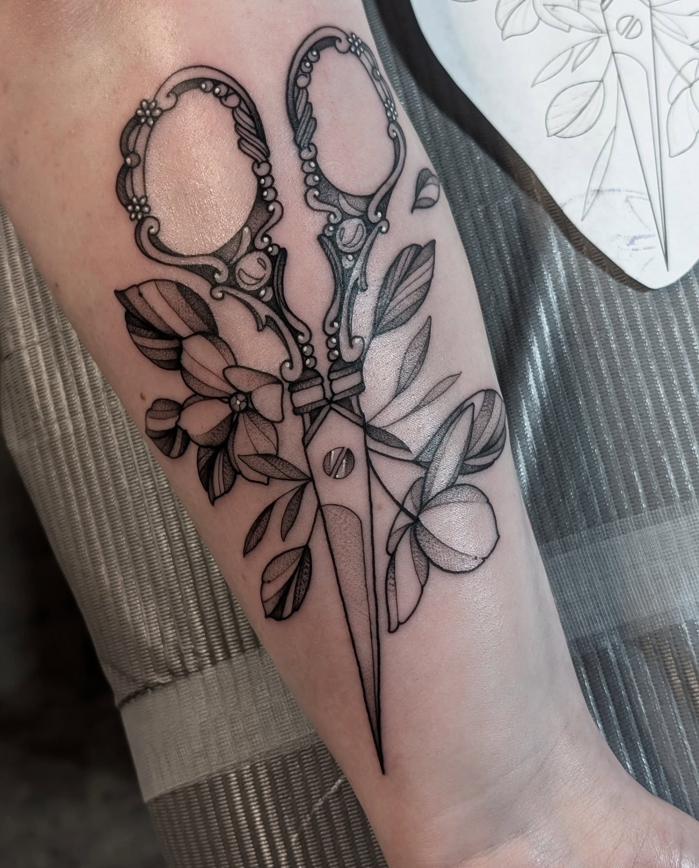 Tattoo by @kattiebaby — black_and_grey, ornamental