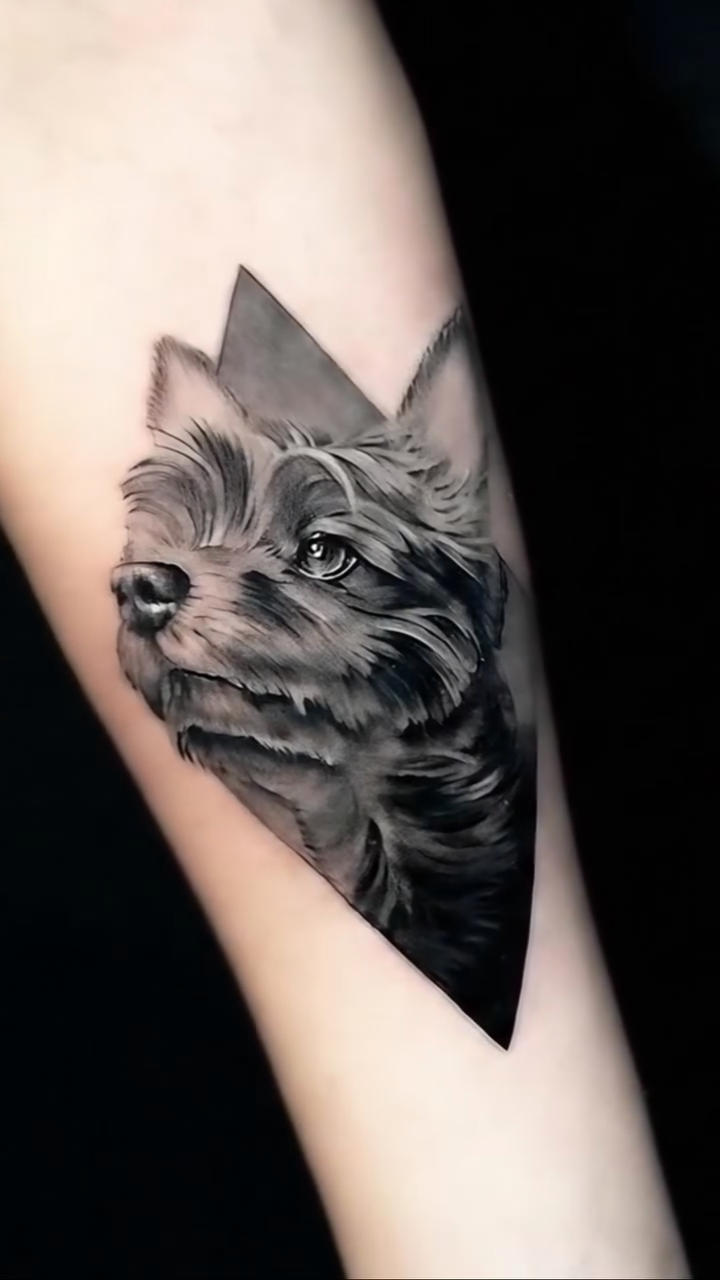 Dog portrait realism tattoo by James Jurado