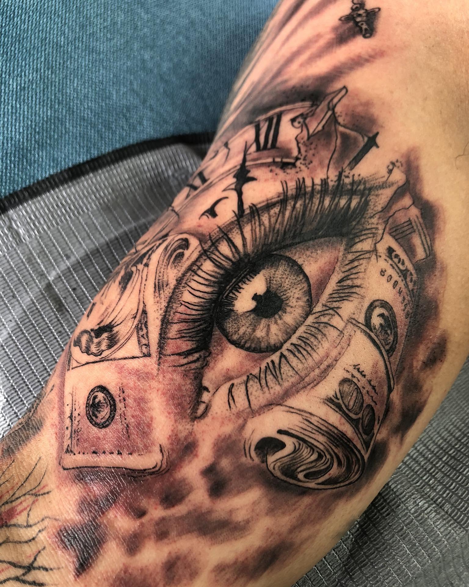 Eye realism tattoo on the forearm by Tattooart-gotha, Juchitan, Oaxaca, Mexico