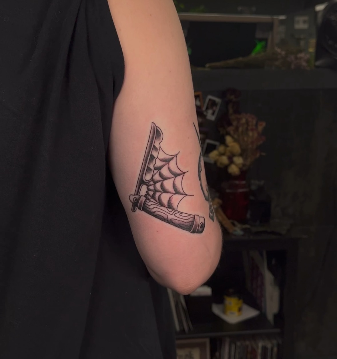 Ship black and grey tattoo on the forearm by πππͺ‘