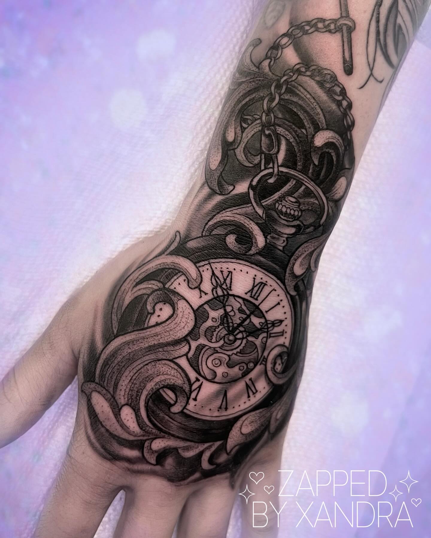Tattoo by @zappedbyxandra โ black_and_grey, realism