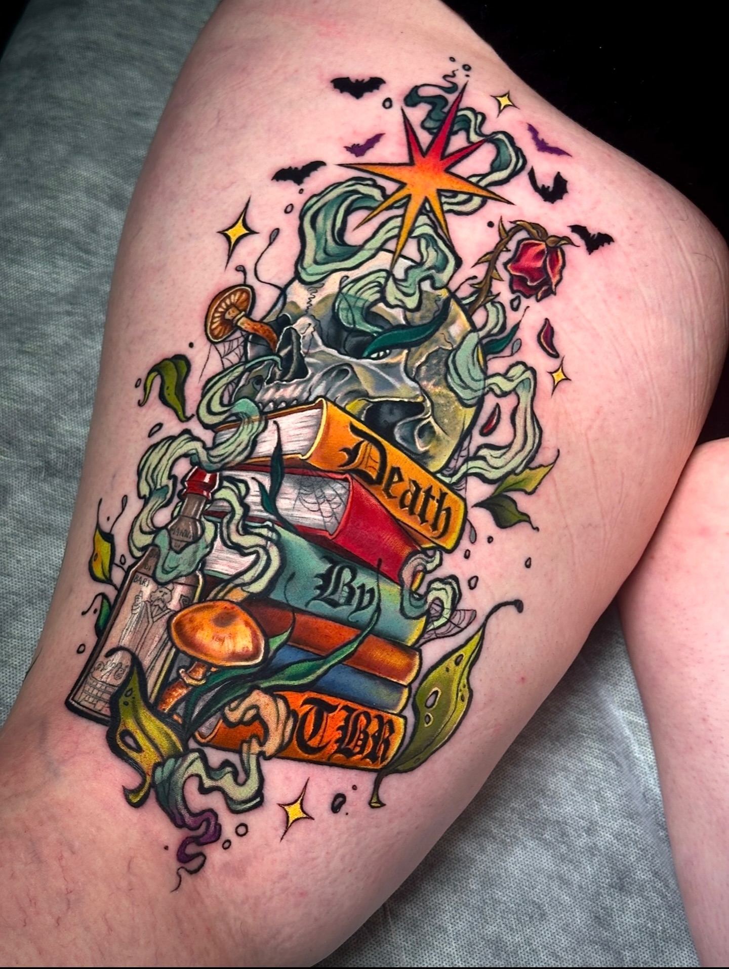 Tattoo by @pompberry — american_traditional, dotwork