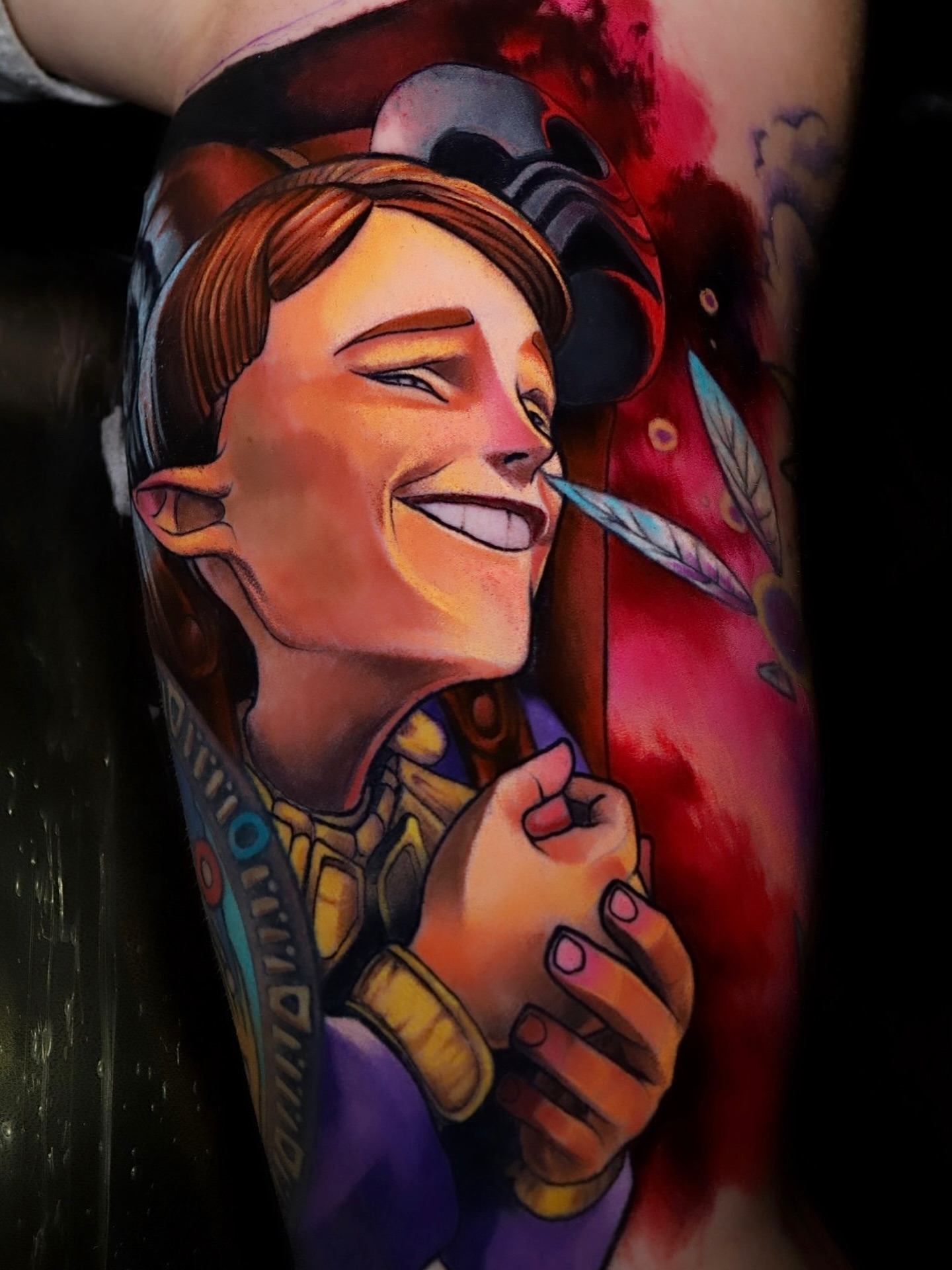 Anime character anime tattoo on the forearm by Gabriel Varelas, Phoenix, Arizona