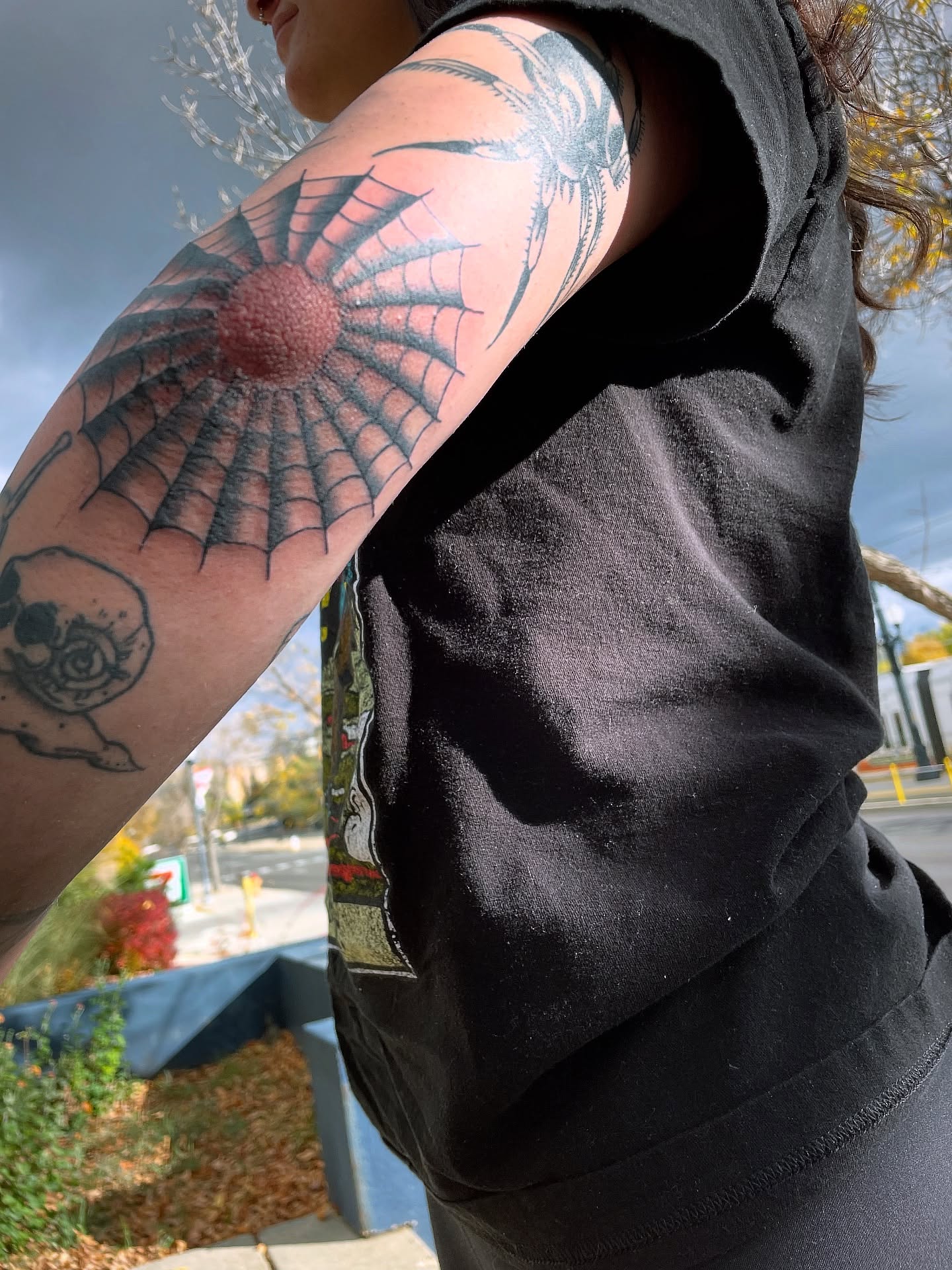 Sunburst American traditional tattoo on the forearm by Cam TallBoy SLC Tattoo Artist, Salt Lake City, Utah
