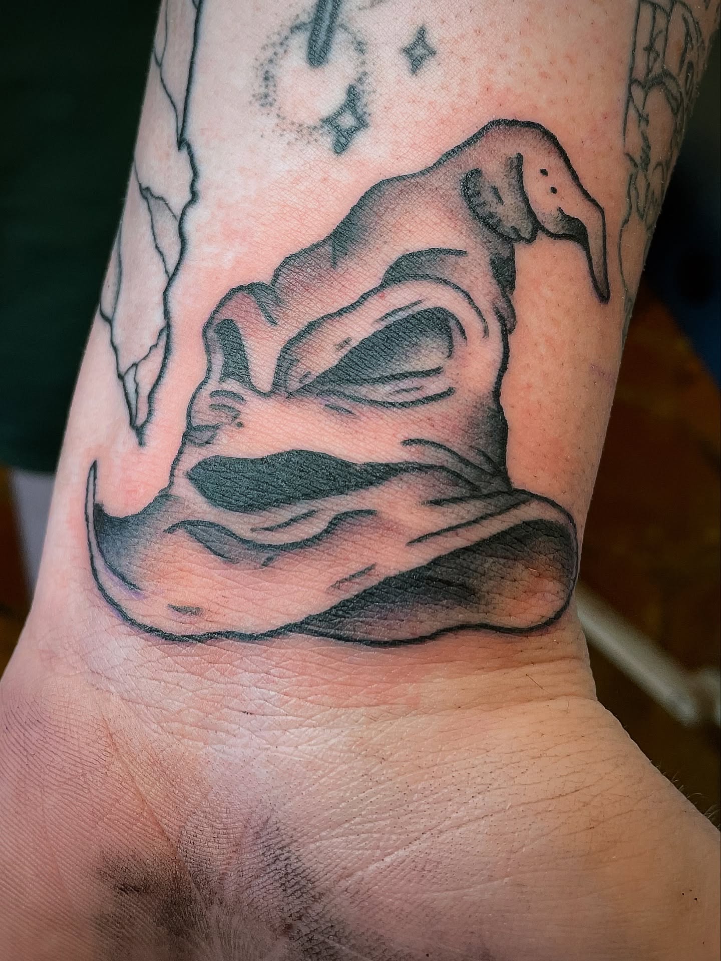 Duck black and grey tattoo on the forearm by Cam TallBoy SLC Tattoo Artist, Salt Lake City, Utah