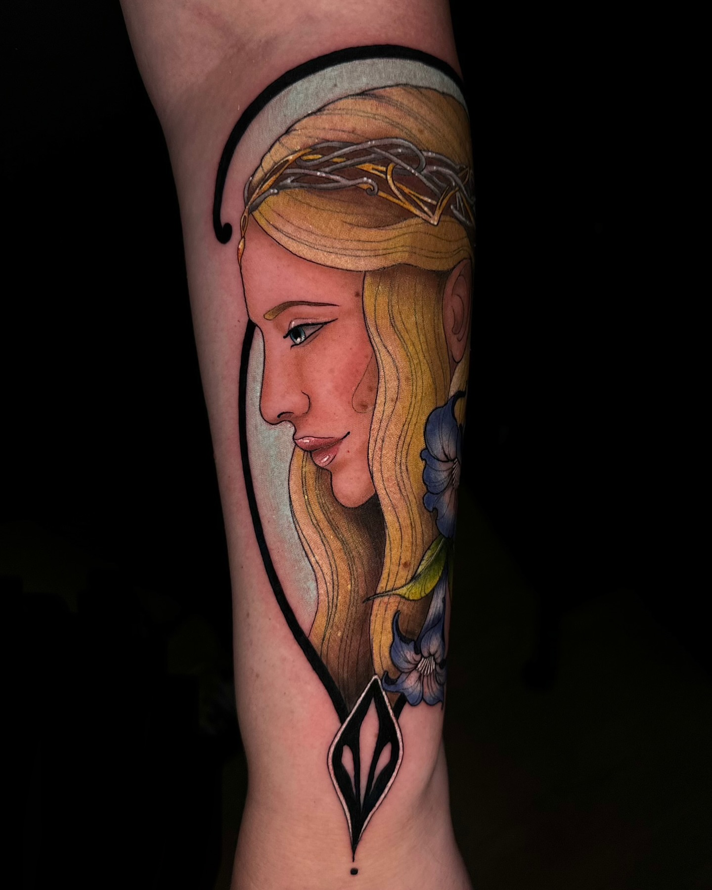 Profile of a woman realism tattoo on the forearm by Rebecca Joy ❋ Tattoo Artist