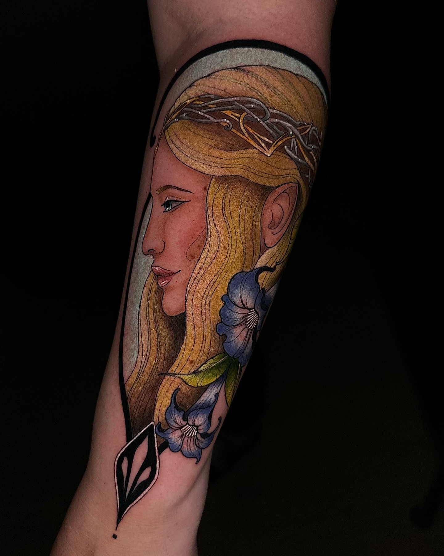 Elven woman realism tattoo on the forearm by Rebecca Joy ❋ Tattoo Artist