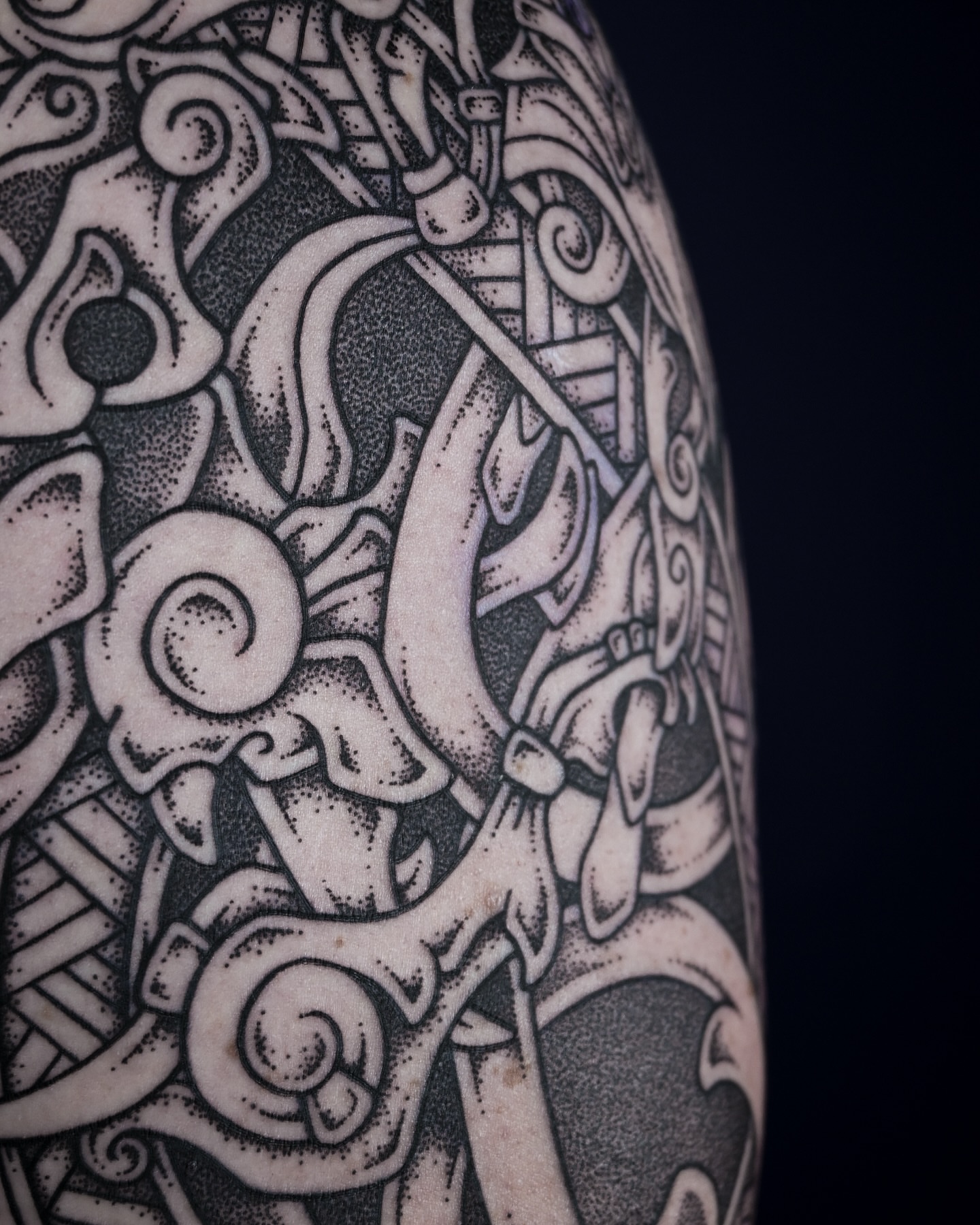 Tattoo by @kintyreink — dotwork, black_and_grey