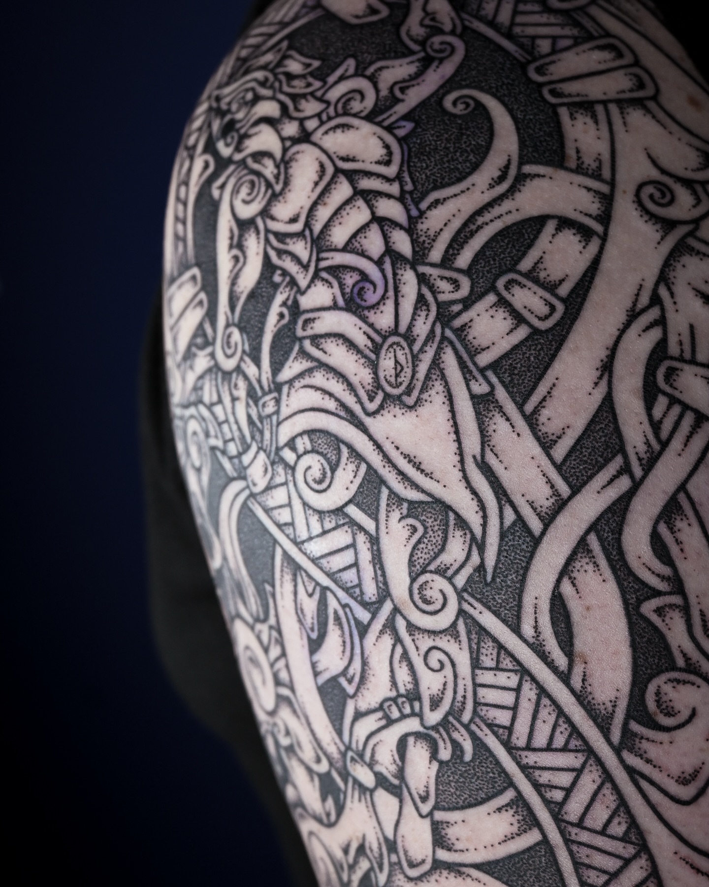 Tattoo by @kintyreink — dotwork, black_and_grey