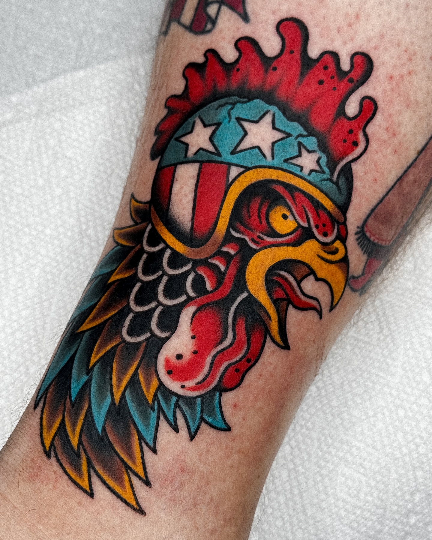 American eagle American traditional tattoo on the forearm by Samuel Dickey