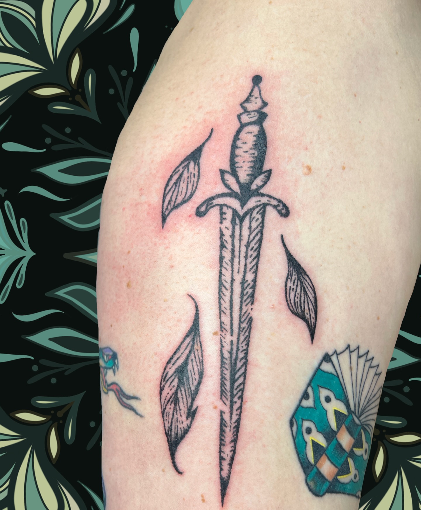 Sword black and grey tattoo on the shoulder by ❆ minneapolis tattoo artist ❆