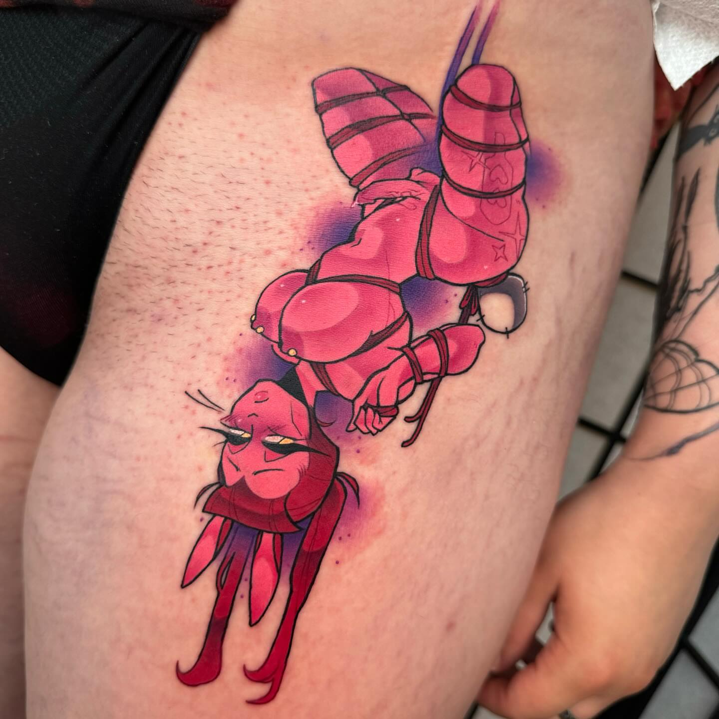 Octopus new school tattoo on the thigh by Taylor Nicoll Chunn