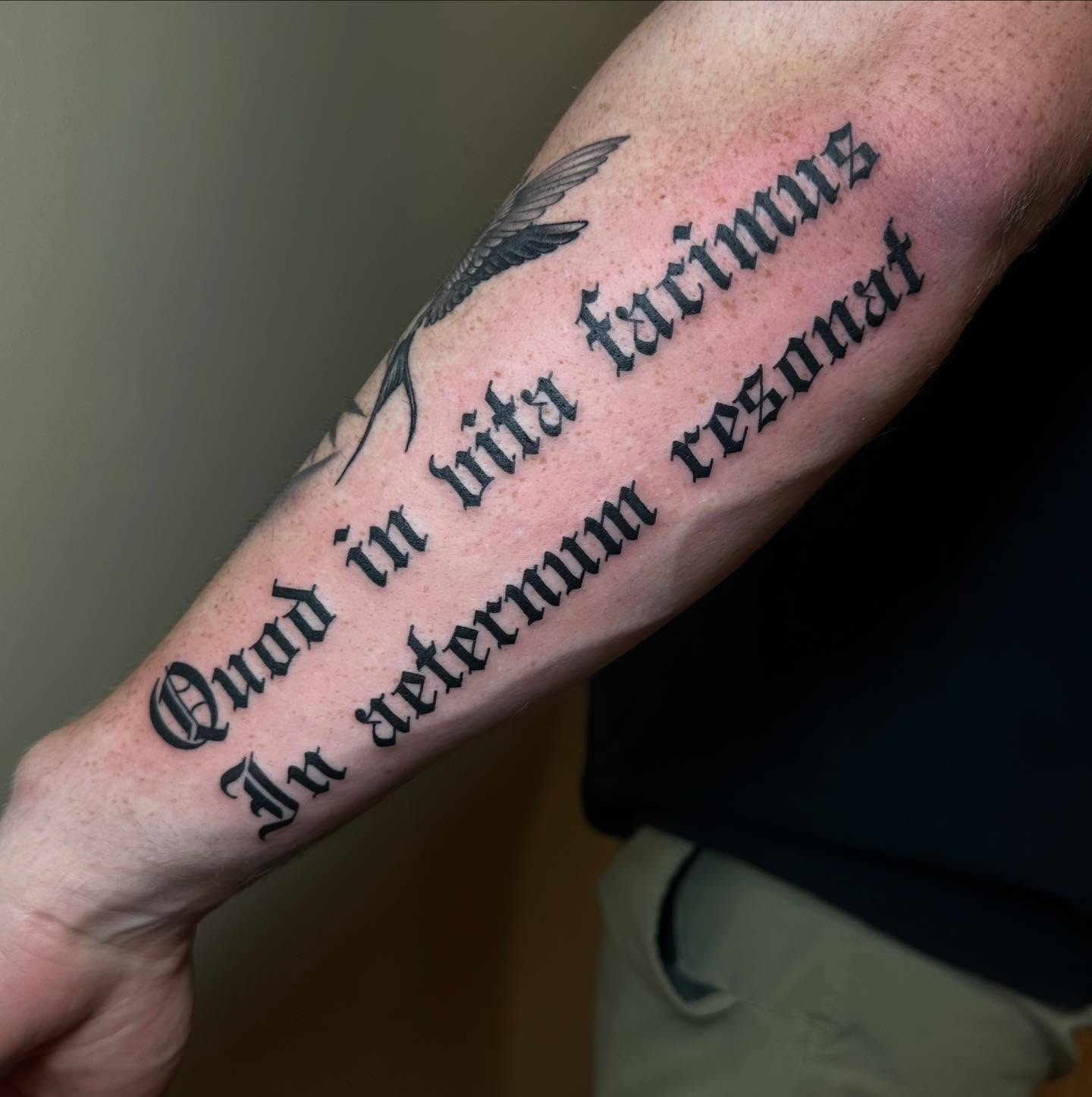 Tattoo by @juniper_oshea — lettering_script
