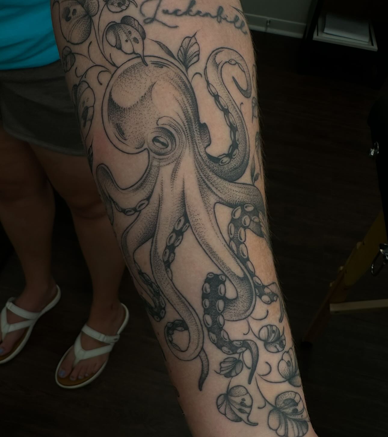 Octopus dotwork tattoo on the forearm by Maggie Angulo