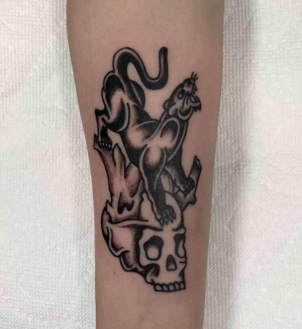 Tattoo by @bigmoon_18 — black_and_grey