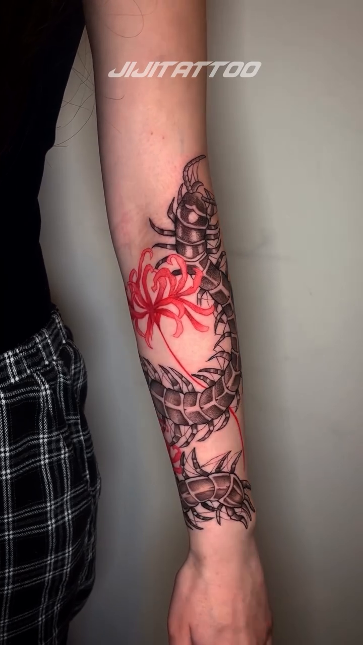Dragon and spider lily japanese irezumi tattoo by 🇰🇷jijitattoo 🇺🇸