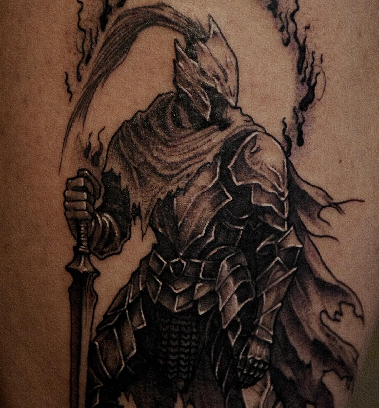 Demon warrior dark realism tattoo on the back by Gary Zhong, Upland, California
