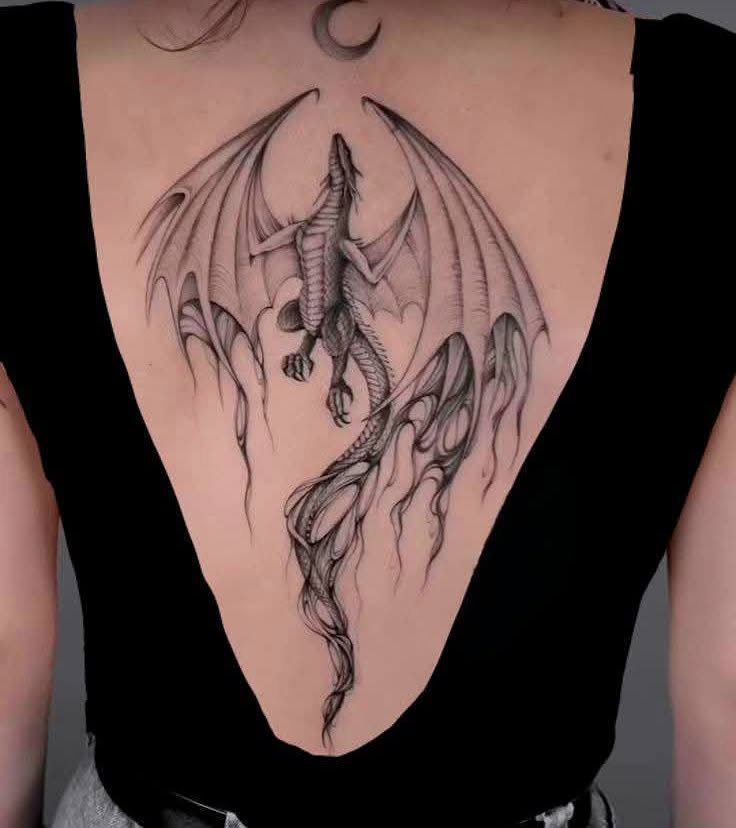 Dragon realism tattoo on the chest by Peter John