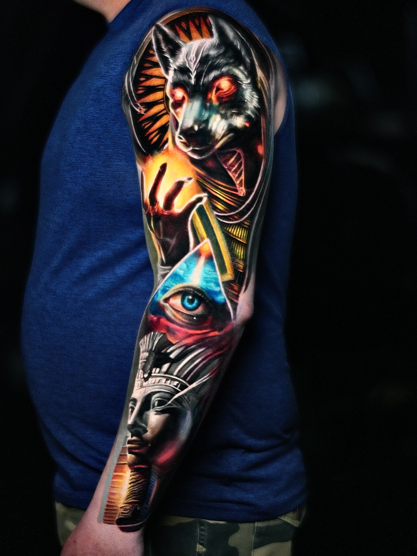 Ancient egyptian motifs realism tattoo on the forearm by Ranger Rodriguez