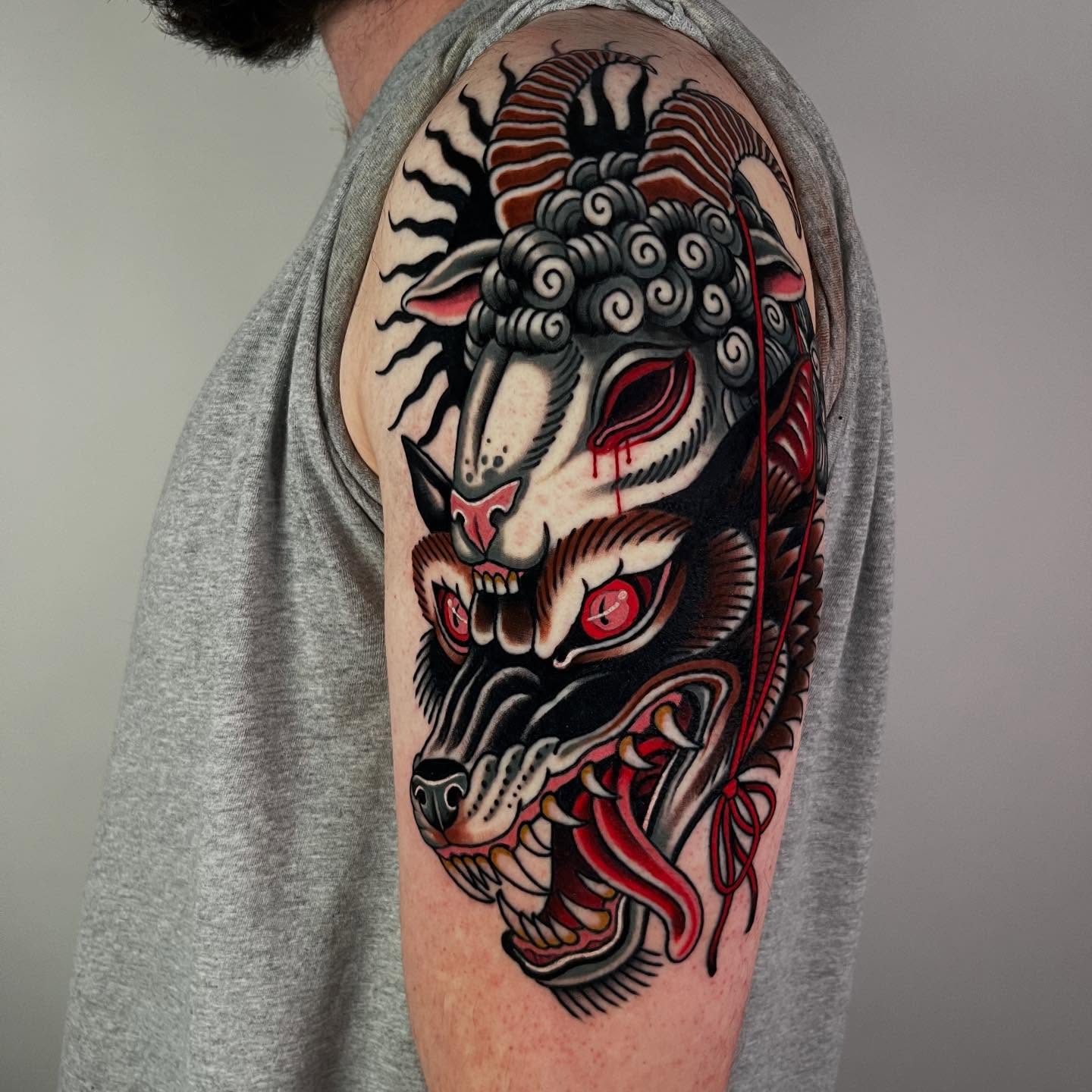 Tattoo by @saralewistattoo — american_traditional, dark_realism
