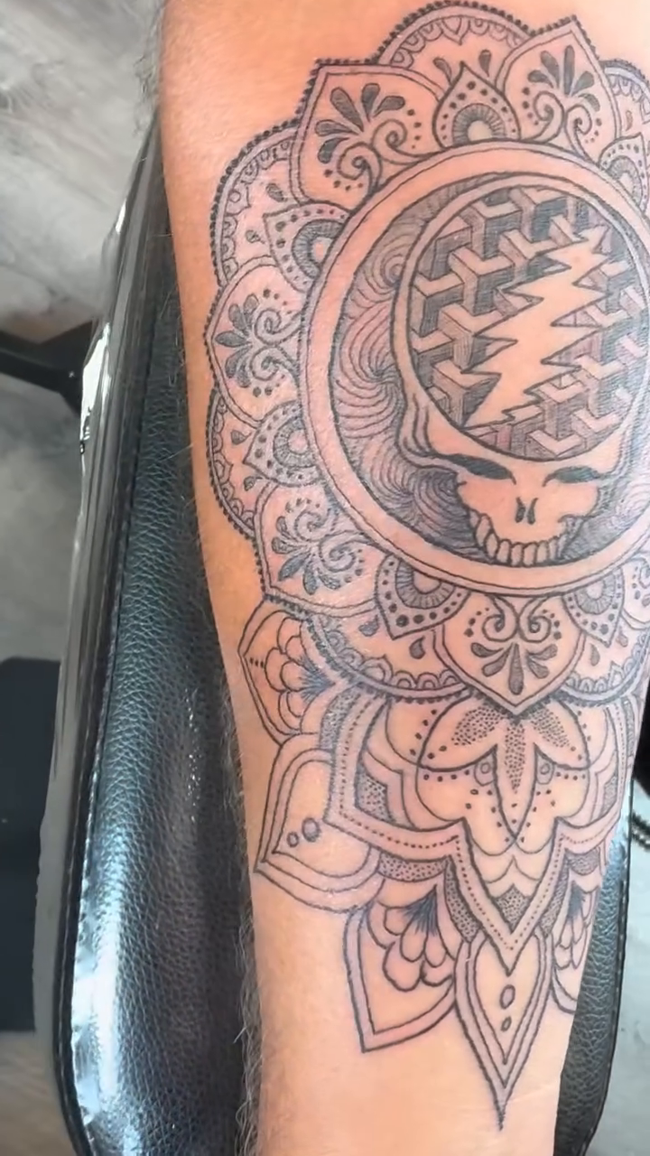Tattoo by @iconicinkkevin — black_and_grey, geometric